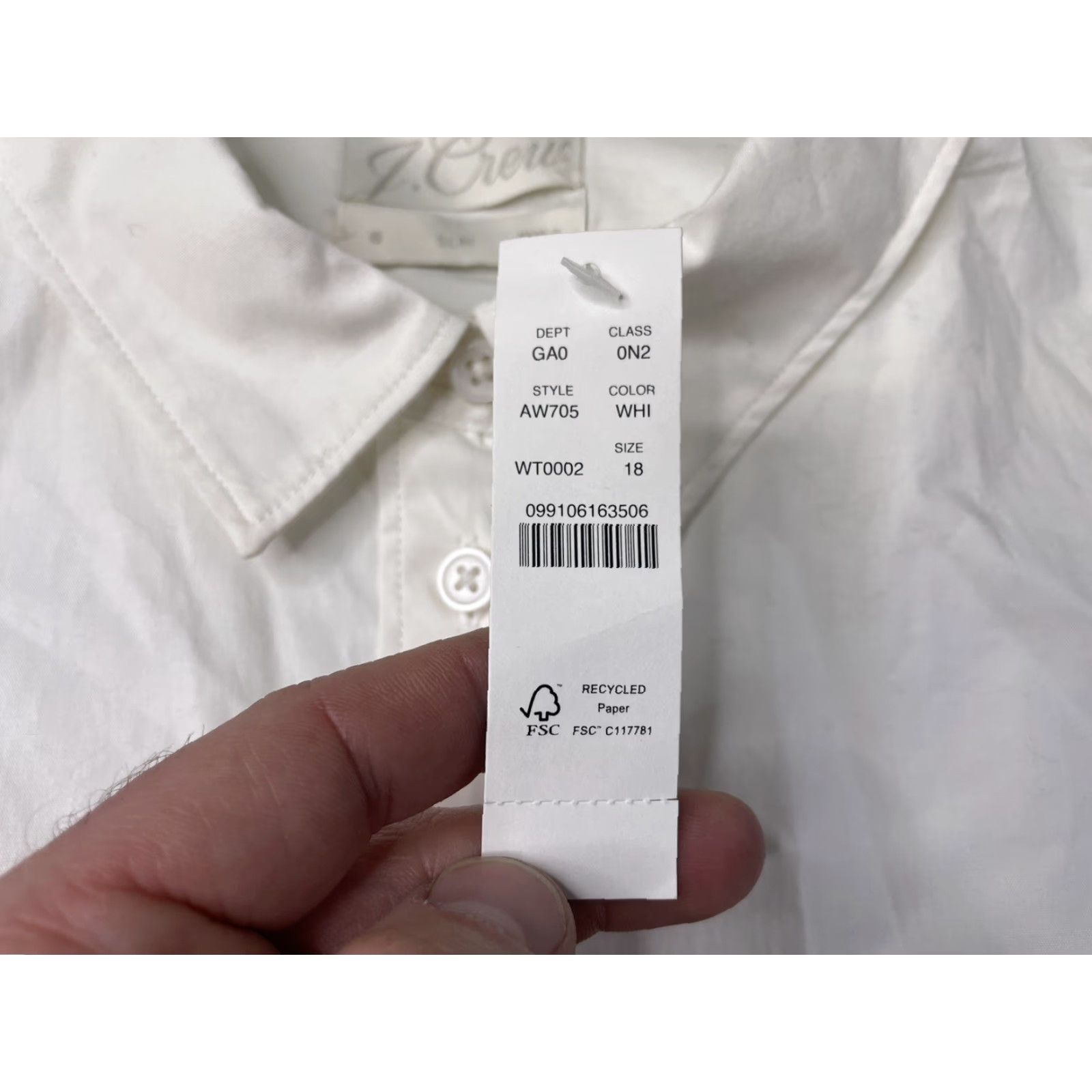 J.Crew NWT J.CREW Button-Up Shirt Puff Sleeve Slim Fit White Womens Size 18 Shirt Womens NWT Colorful Slimming Spring Puff Sleeve Button Down Shirt Size XXL / US 16-18 / IT 52-54 - 4 Thumbnail