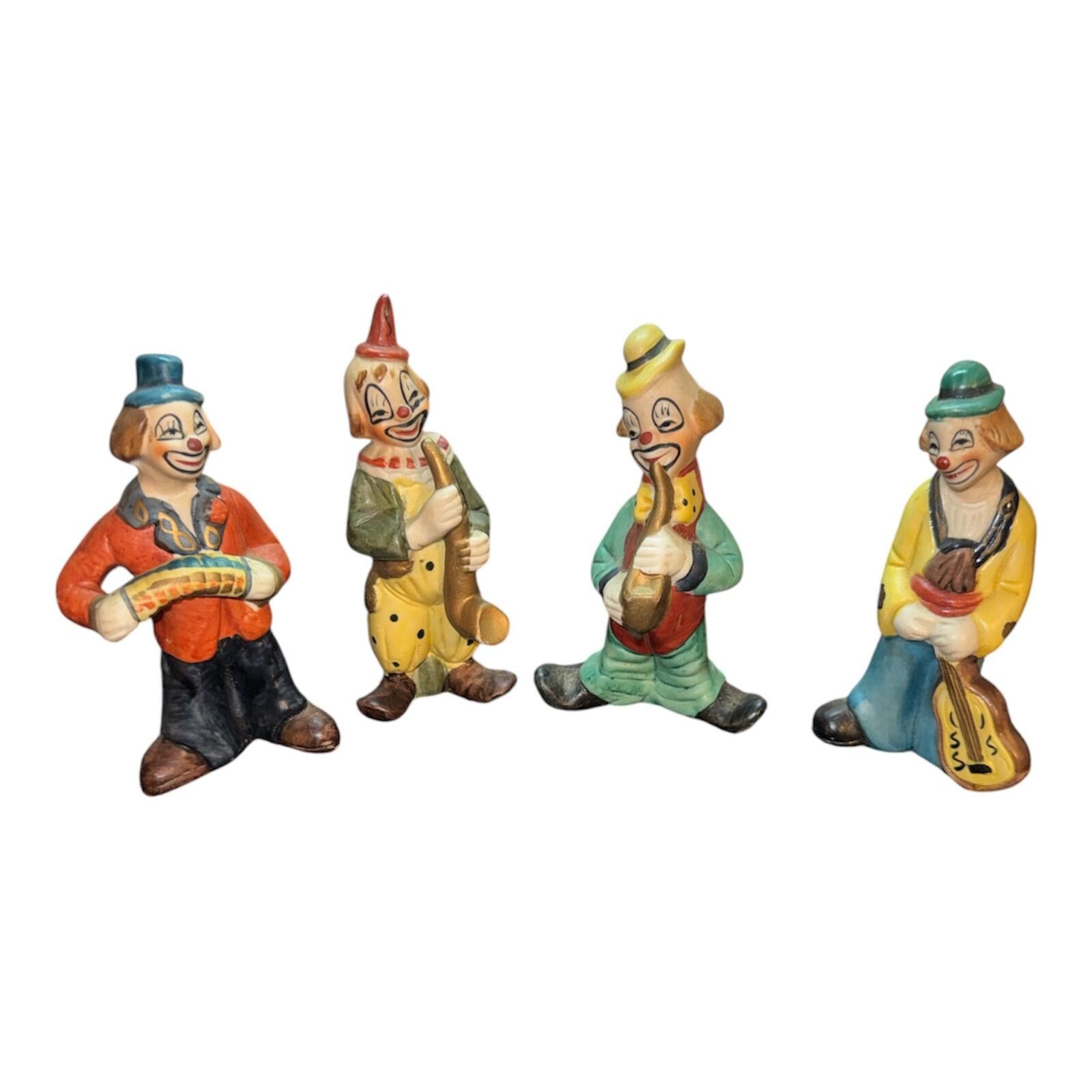 Unknown London Vintage Bisque Porcelain Clown Figurines Set of five 5.5" Size ONE SIZE - 1 Thumbnail