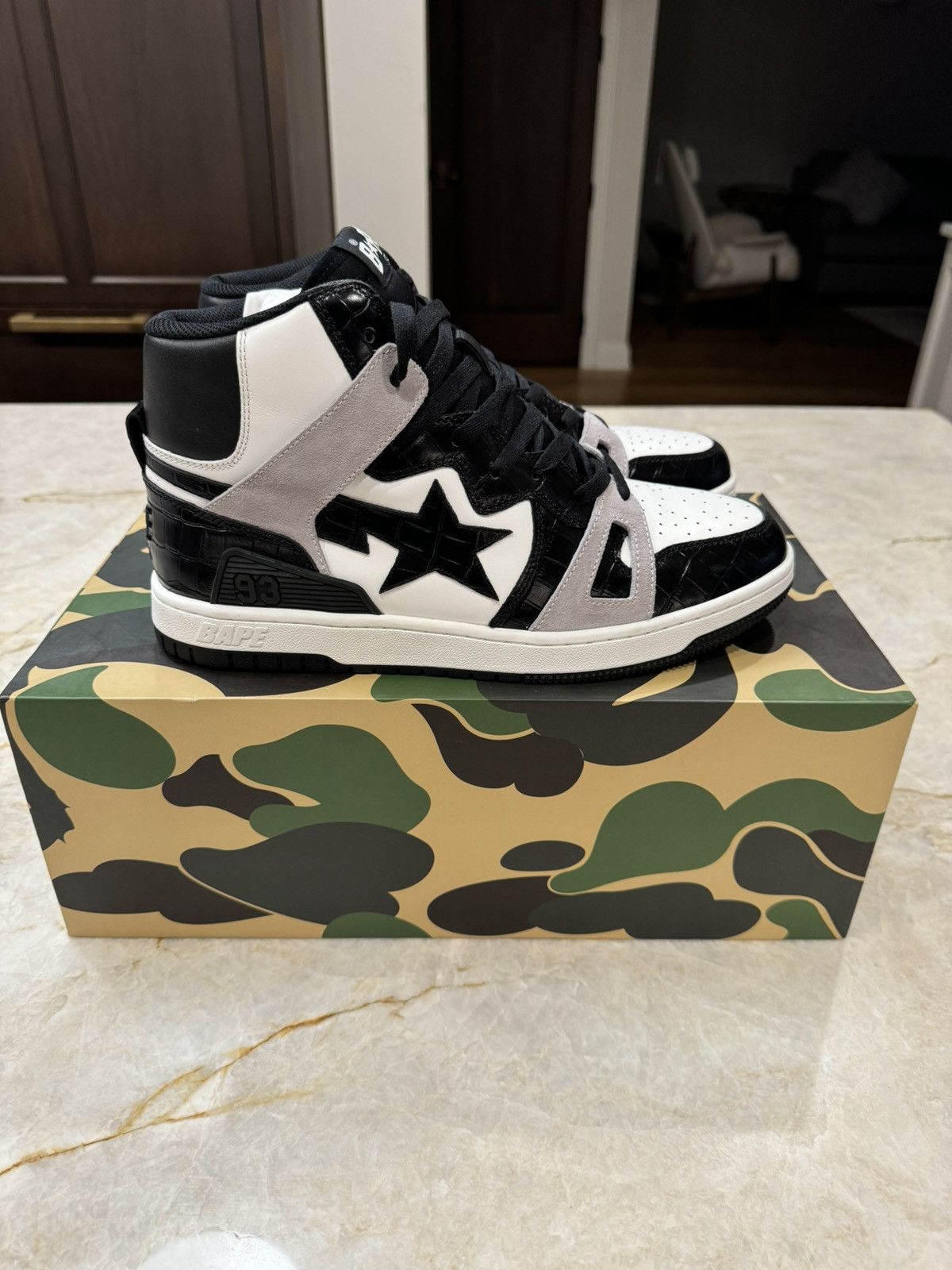 Bape Bape Court Sta High "BLACK WHITE" - Size 12 Size US 12 / EU 45 - 1 Thumbnail