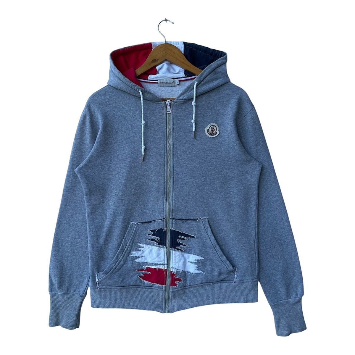 Moncler Vintage Moncler Trashed Zip Up Hoodie Size US M / EU 48-50 / 2 - 1 Thumbnail