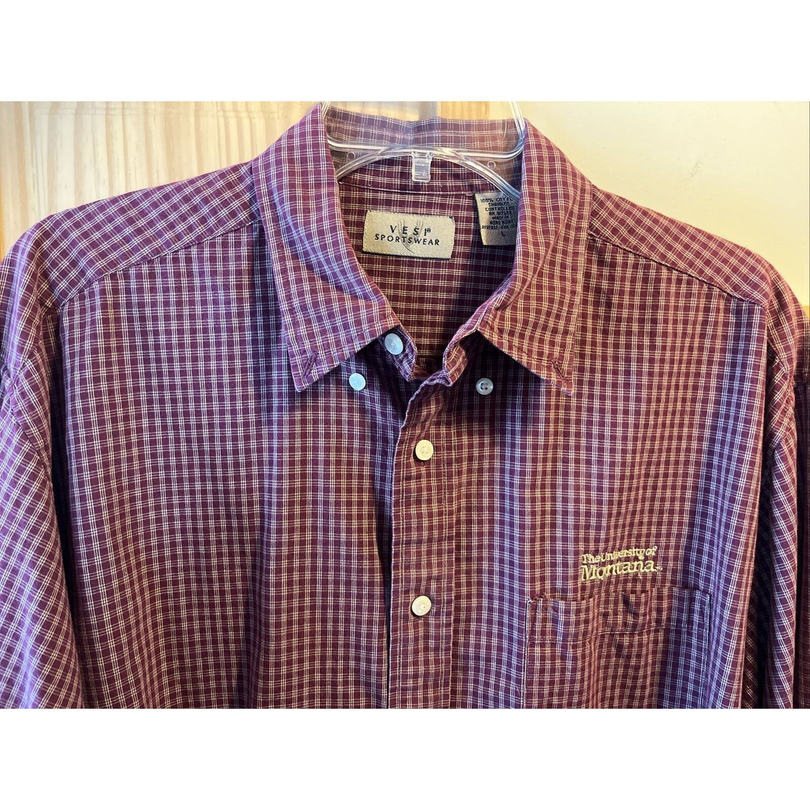 Other vesi sportswear men’s L burgundy check Montana cotton shirt Size US L / EU 52-54 / 3 - 8 Thumbnail