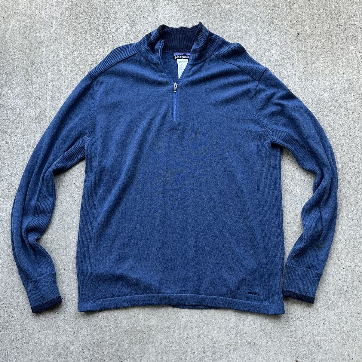 Patagonia Vintage Patagonia Merino Wool 1/4 Zip Sweater Men XL Blue Size US XL / EU 56 / 4 - 1 Thumbnail