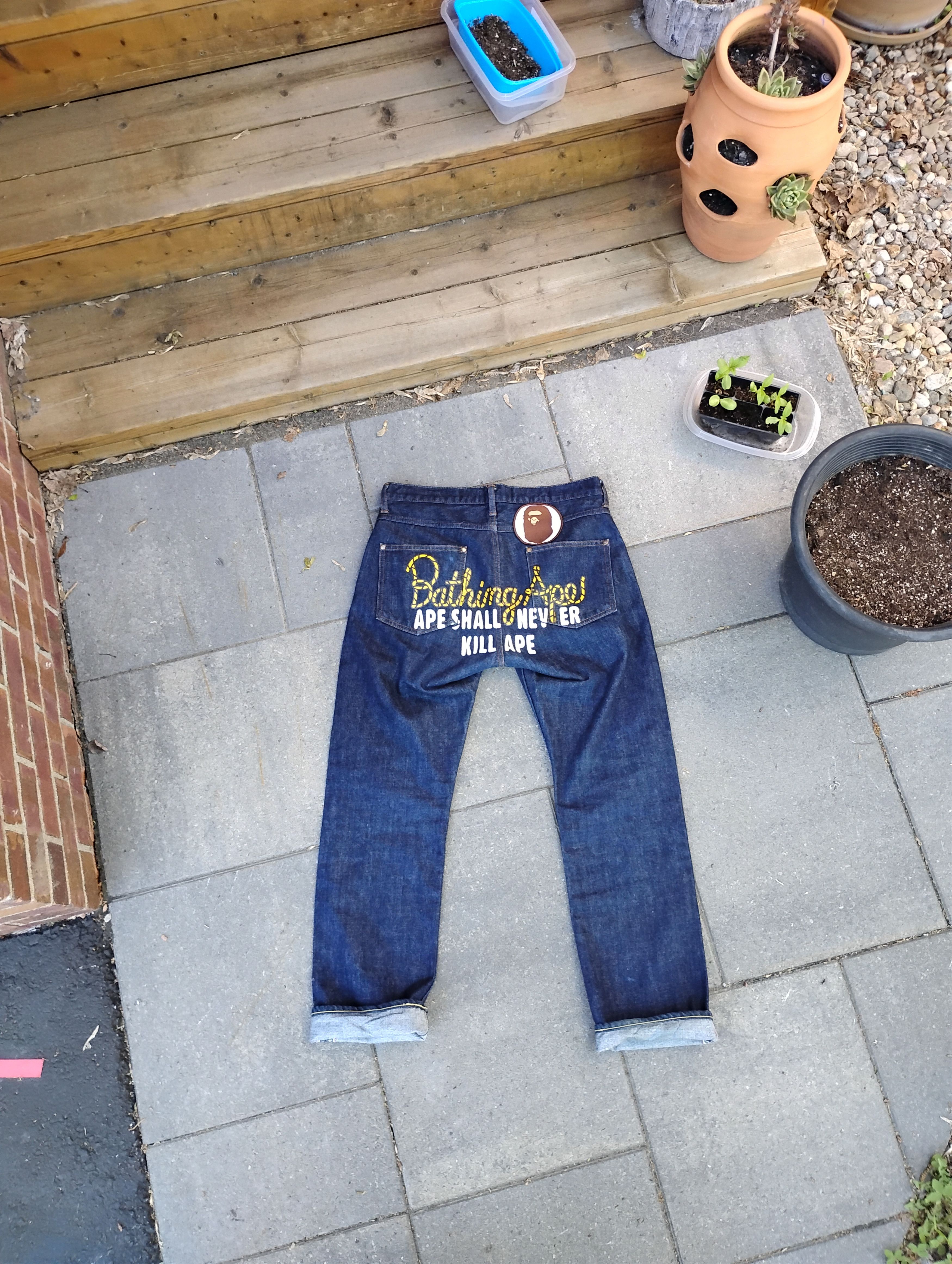 Bape BAPE champion script selvedge jeans Size US 31 - 2 Thumbnail