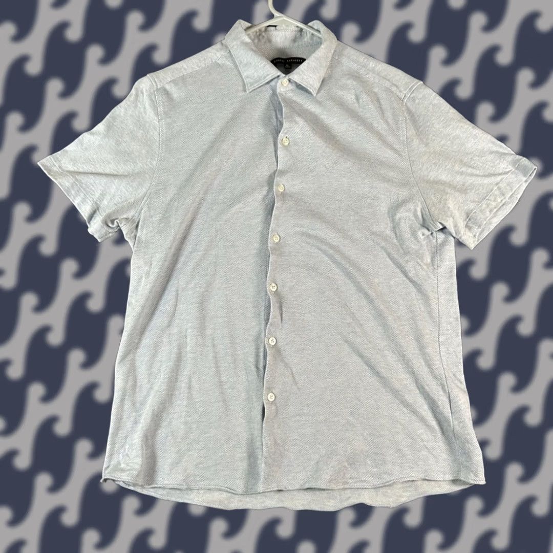 Vintage Robert Barakett Mens Light Blue Textured Short Sleeve Button Up Shirt XL Size US XL / EU 56 / 4 - 1 Thumbnail
