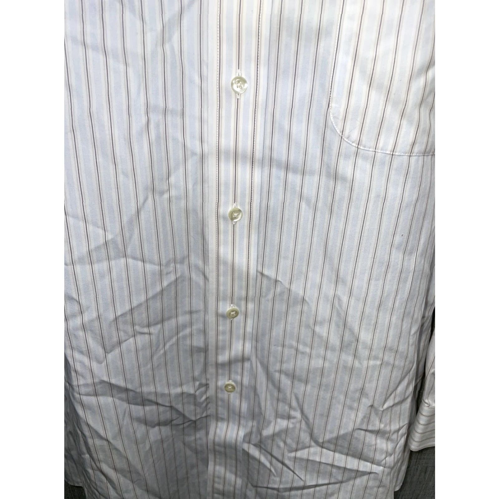 Brooks Brothers Brooks Brothers Slim Fit White Striped Button Down Non-Iron Shirt Mens L Size US L / EU 52-54 / 3 - 5 Thumbnail
