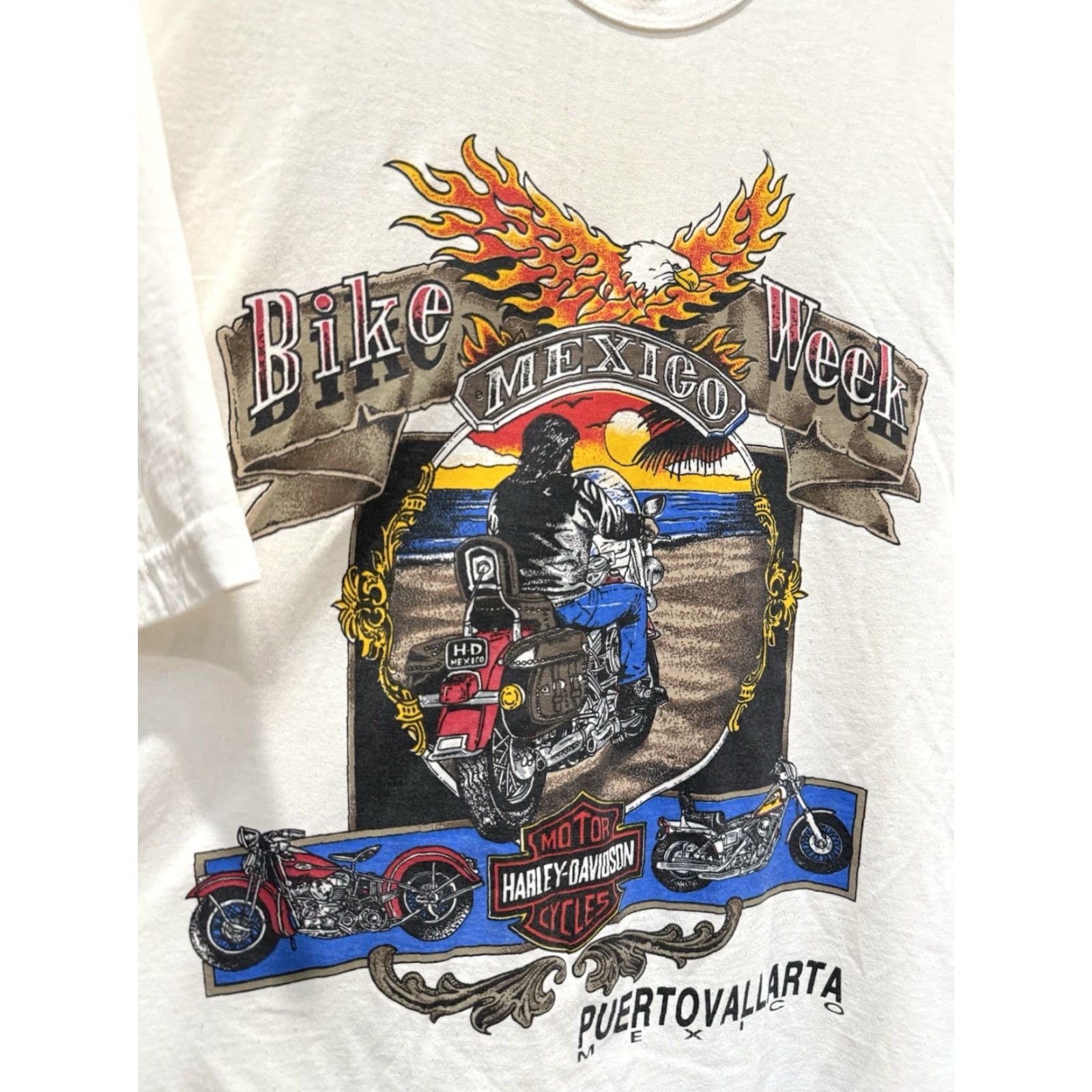 Harley Davidson VINTAGE Harley-Davidson White Tee Shirt XL Men 90s 7/10 Size US XL / EU 56 / 4 - 4 Thumbnail