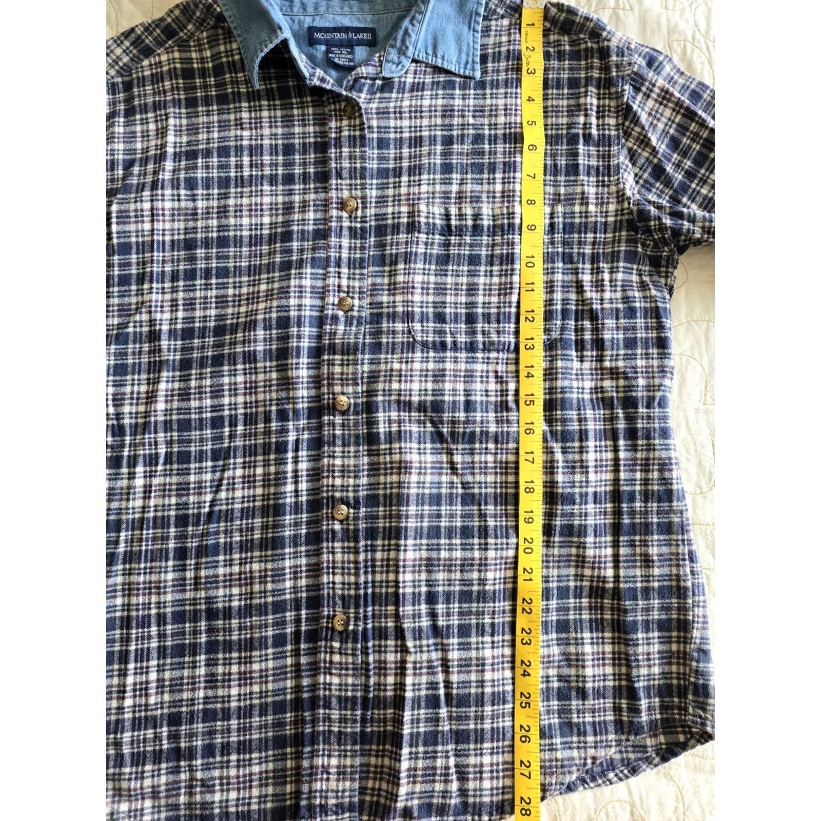 Vintage Vintage 90s Blue Plaid Button Up Mens XL Mountain Lake Grunge Skater Shirt Size US XL / EU 56 / 4 - 5 Thumbnail