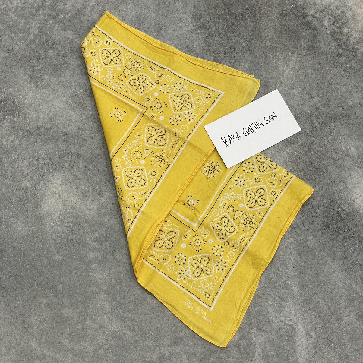 Made In Japan Paisley Handkerchief Bandana Scarf Rare Yellow