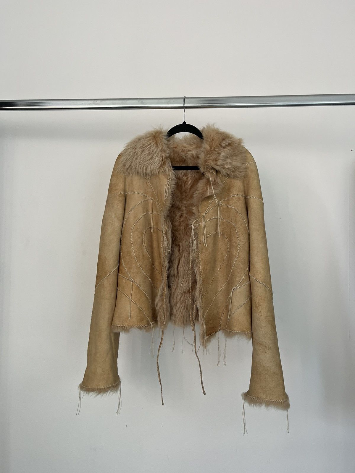 Roberto Cavalli Roberto Cavalli F/W2003 Beige Heart Leather Fur Lace Jacket Size US S / EU 44-46 / 1 - 2 Thumbnail