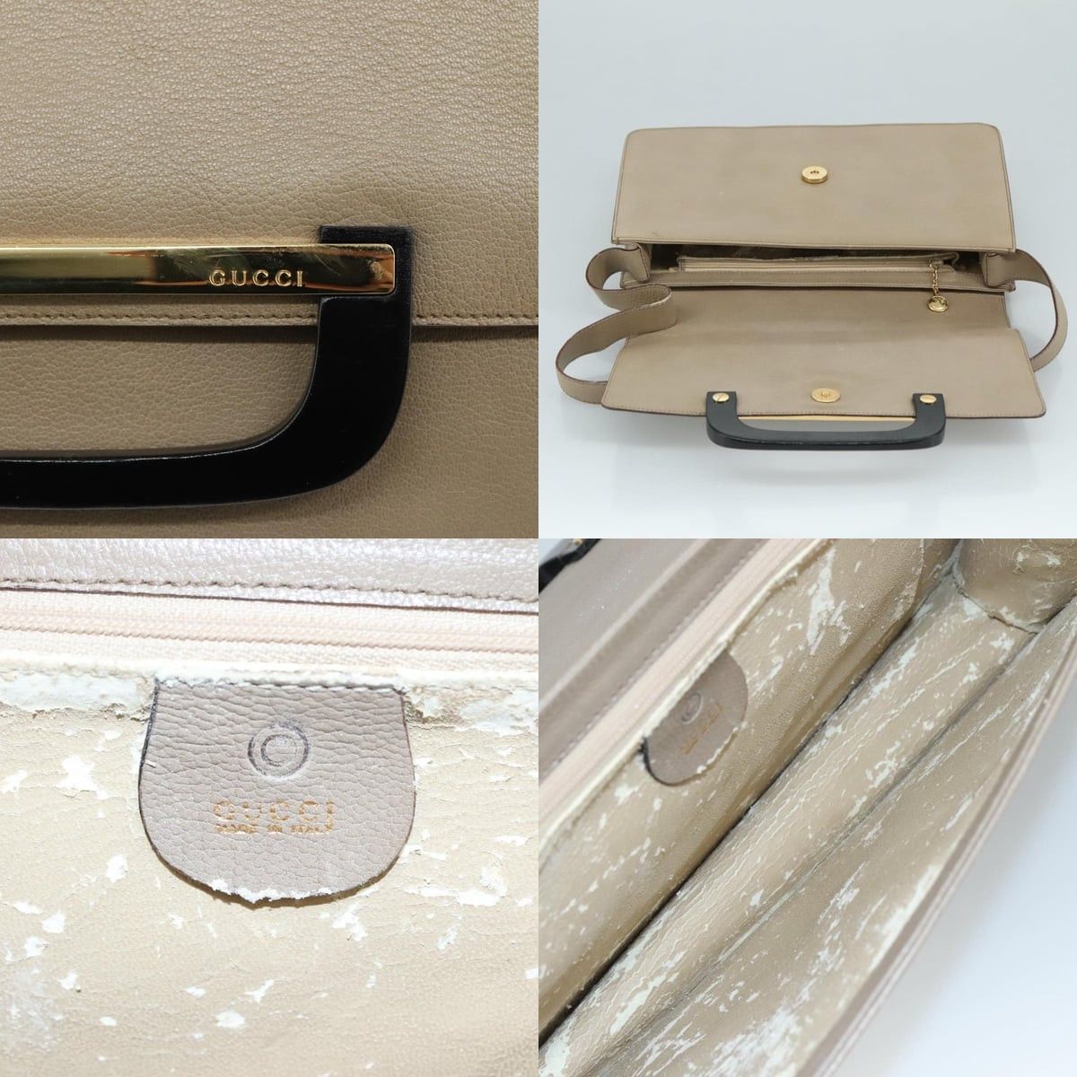 Gucci GUCCI Shoulder Bag Leather Wood Beige Black Gold Size ONE SIZE - 11 Thumbnail