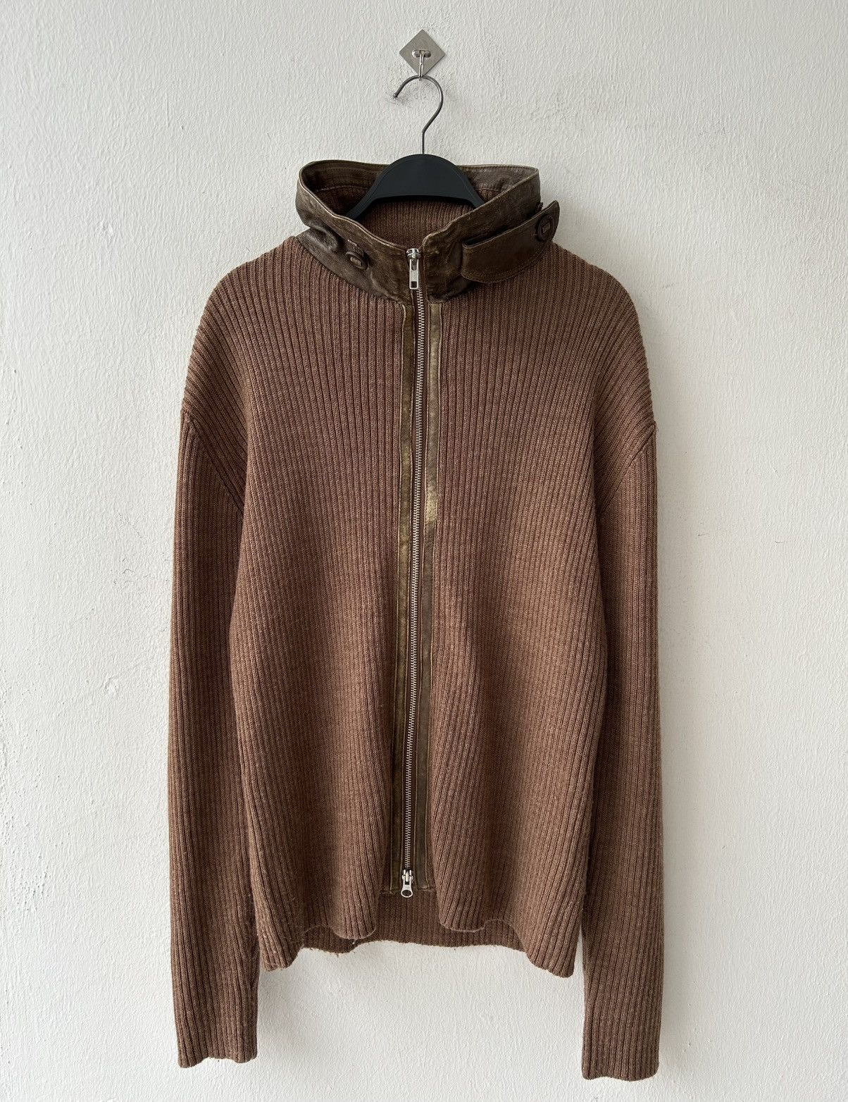 Avirex Avirex Knit Brown Leather Zipper Size US L / EU 52-54 / 3 - 2 Thumbnail