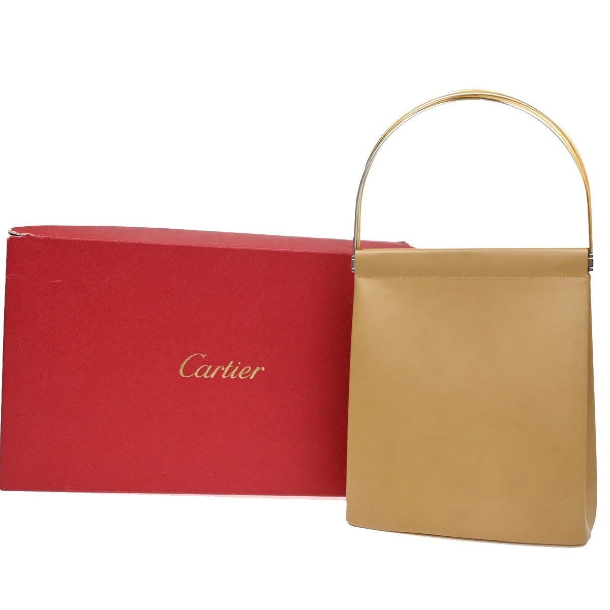 Cartier Leather Trinity Hand Bag Beige