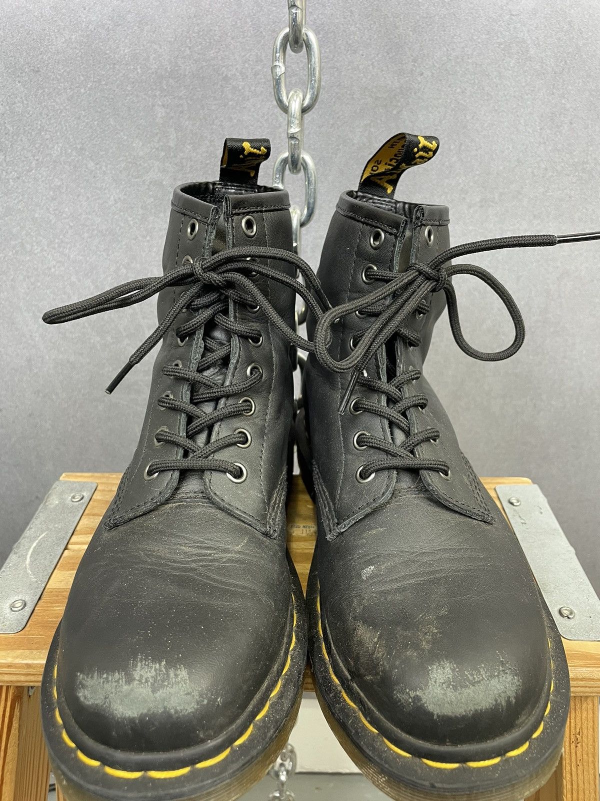 Dr. Martens × Vintage Black Doc Martens 1460 high top combat boots leather Size US 7 / EU 40 - 4 Thumbnail