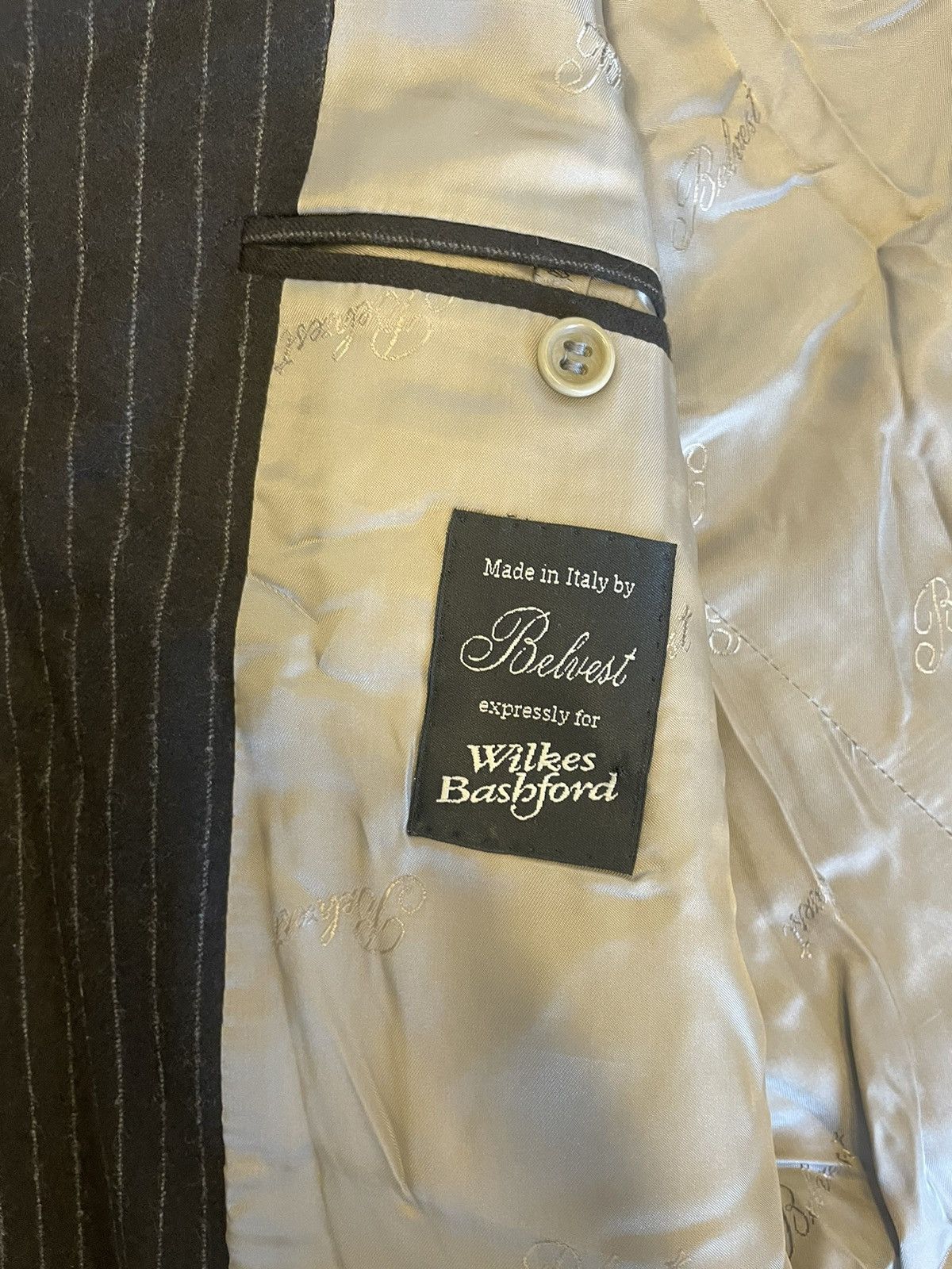 Belvest Chalk-stripe 3-button Super 120'S Wool Suit Size 46R - 11 Thumbnail
