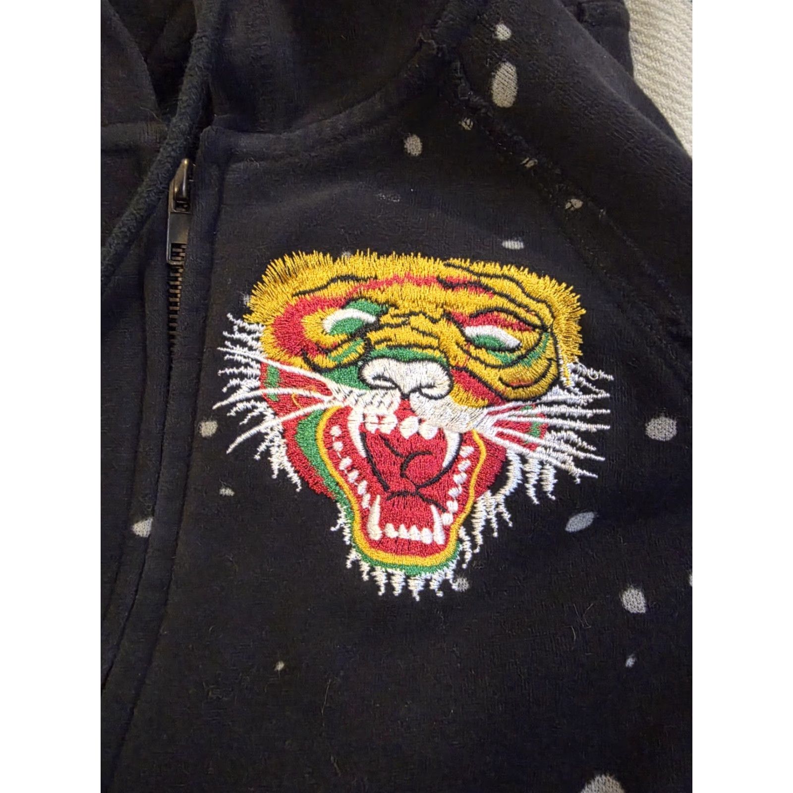 Ed Hardy VINTAGE Ed Hardy Hoodie Full Zip Embroidered Skull Flowers Lion Black Womens Small Size S / US 4 / IT 40 - 7 Thumbnail