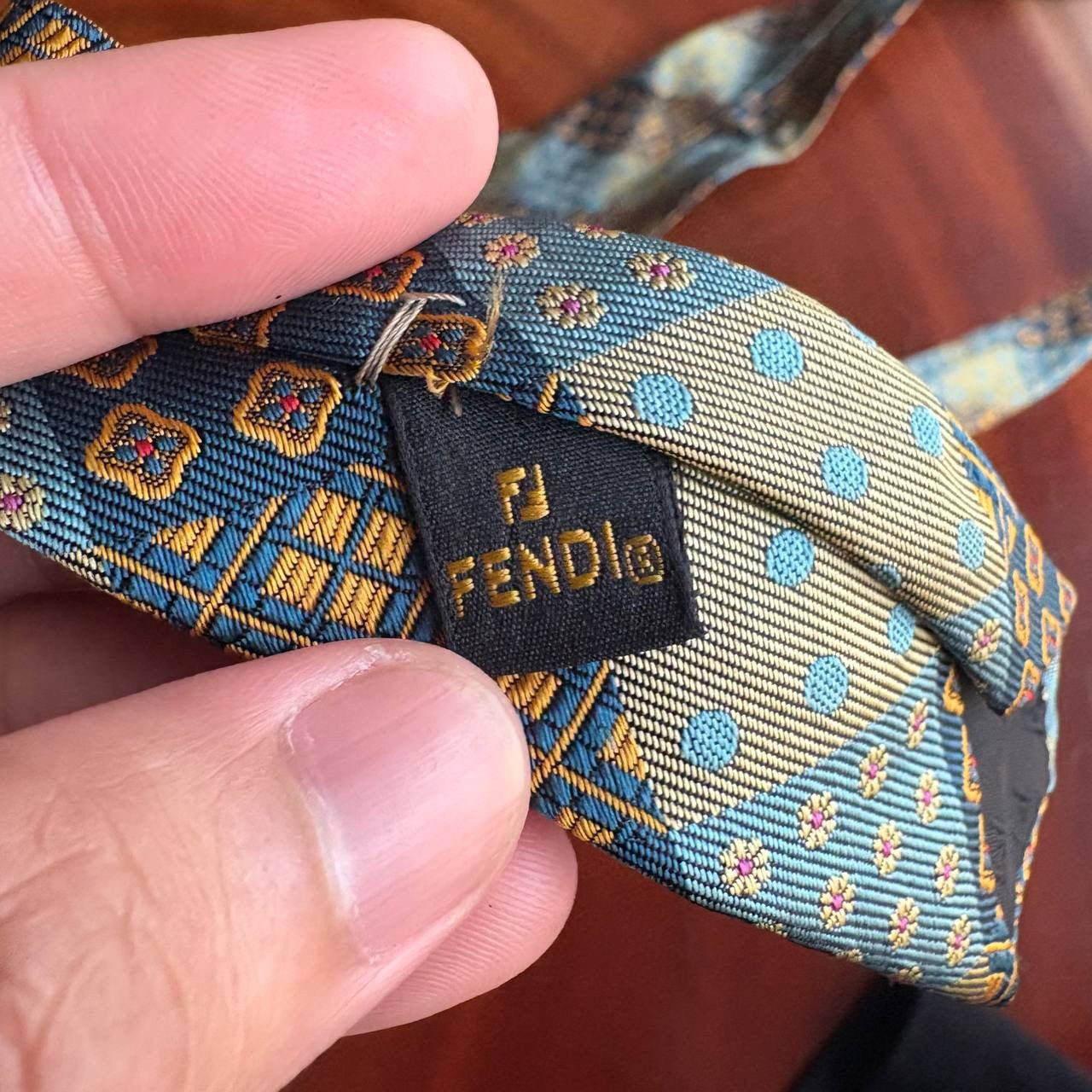 Fendi Vintage Fendi Silk Neck Tie Geometric And Floral Pattern Size ONE SIZE - 9 Thumbnail
