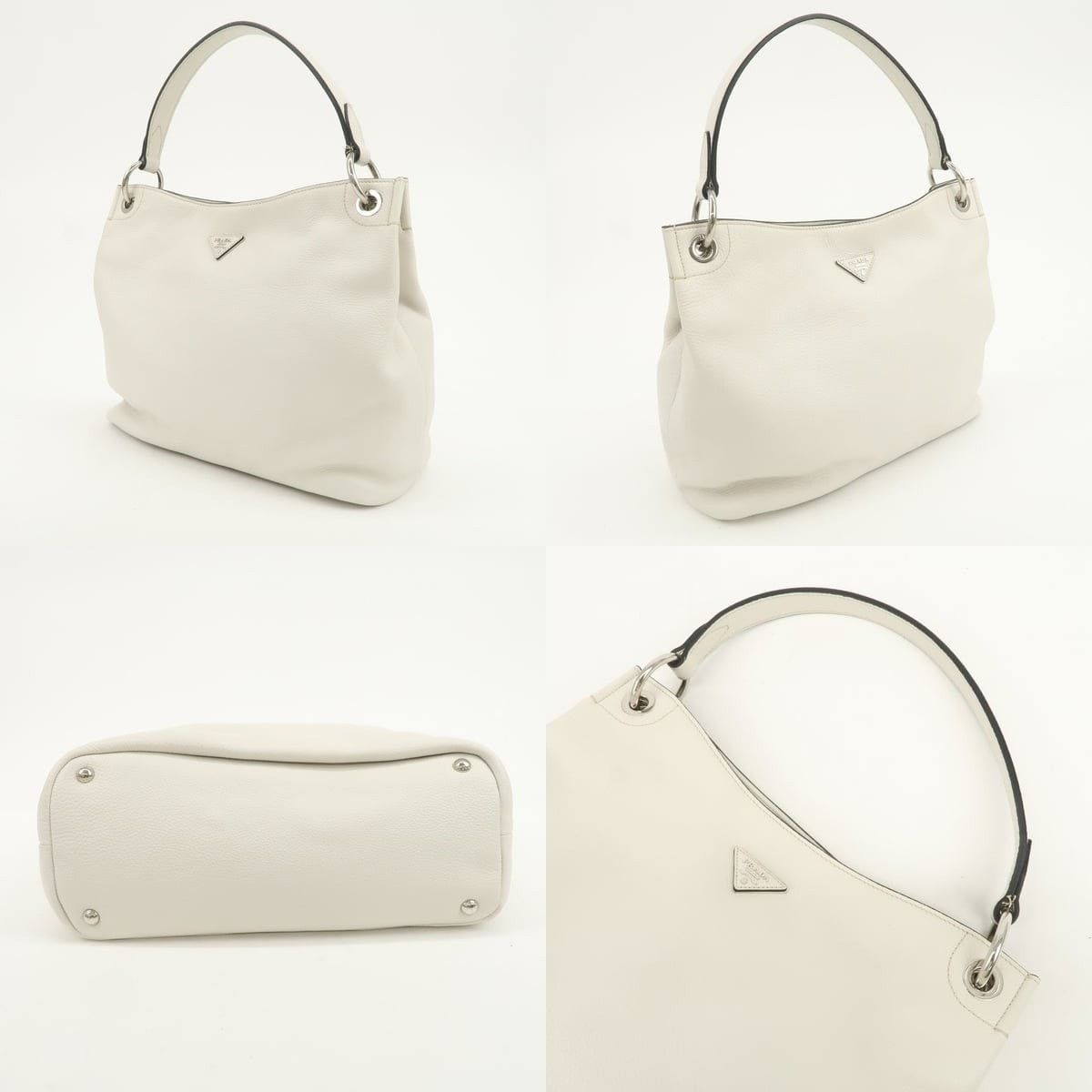 Prada Prada Triangle Logo Leather Shoulder Bag White Size ONE SIZE - 3 Thumbnail