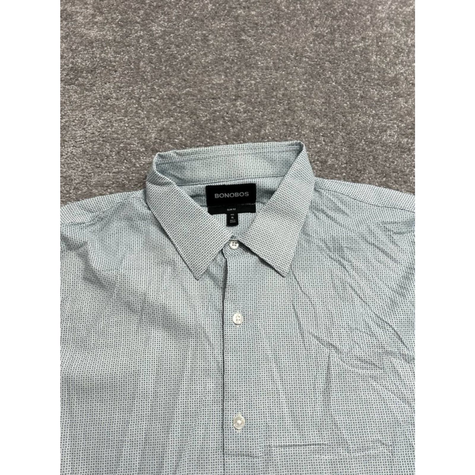 Bonobos Bonobos Slim Fit Shirt Mens XL Green Nylon Stretch Button Front Collared Weekend Size US XL / EU 56 / 4 - 3 Thumbnail