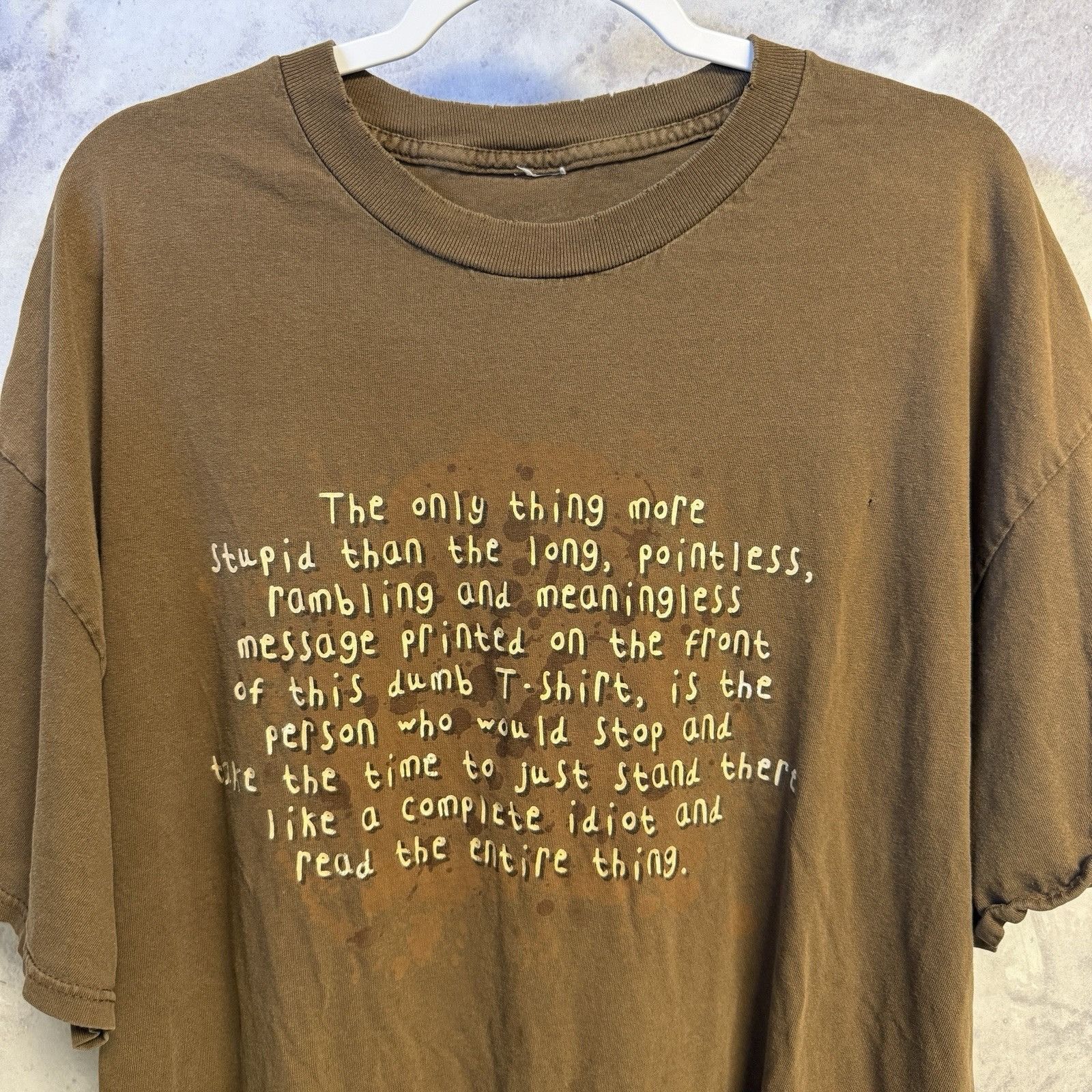 Vintage Vintage Y2K Funny Saying T Shirt Mens 2XL 25x29 Brown Short Size US XXL / EU 58 / 5 - 1 Thumbnail