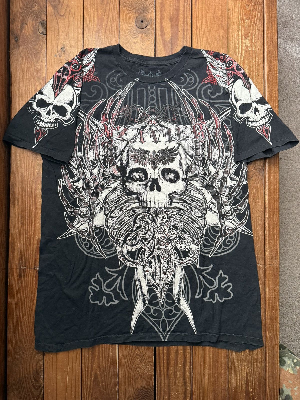 Affliction Vintage Y2K Xzavier Affliction Black All Over Print Shirt Size US L / EU 52-54 / 3 - 1 Thumbnail
