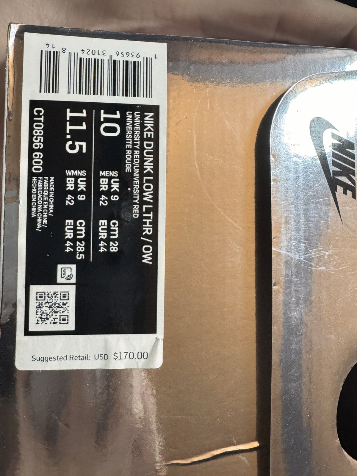 Nike × Off-White Nike x OFF WHITE Dunk Varsity Red Size US 10 / EU 43 - 6 Thumbnail