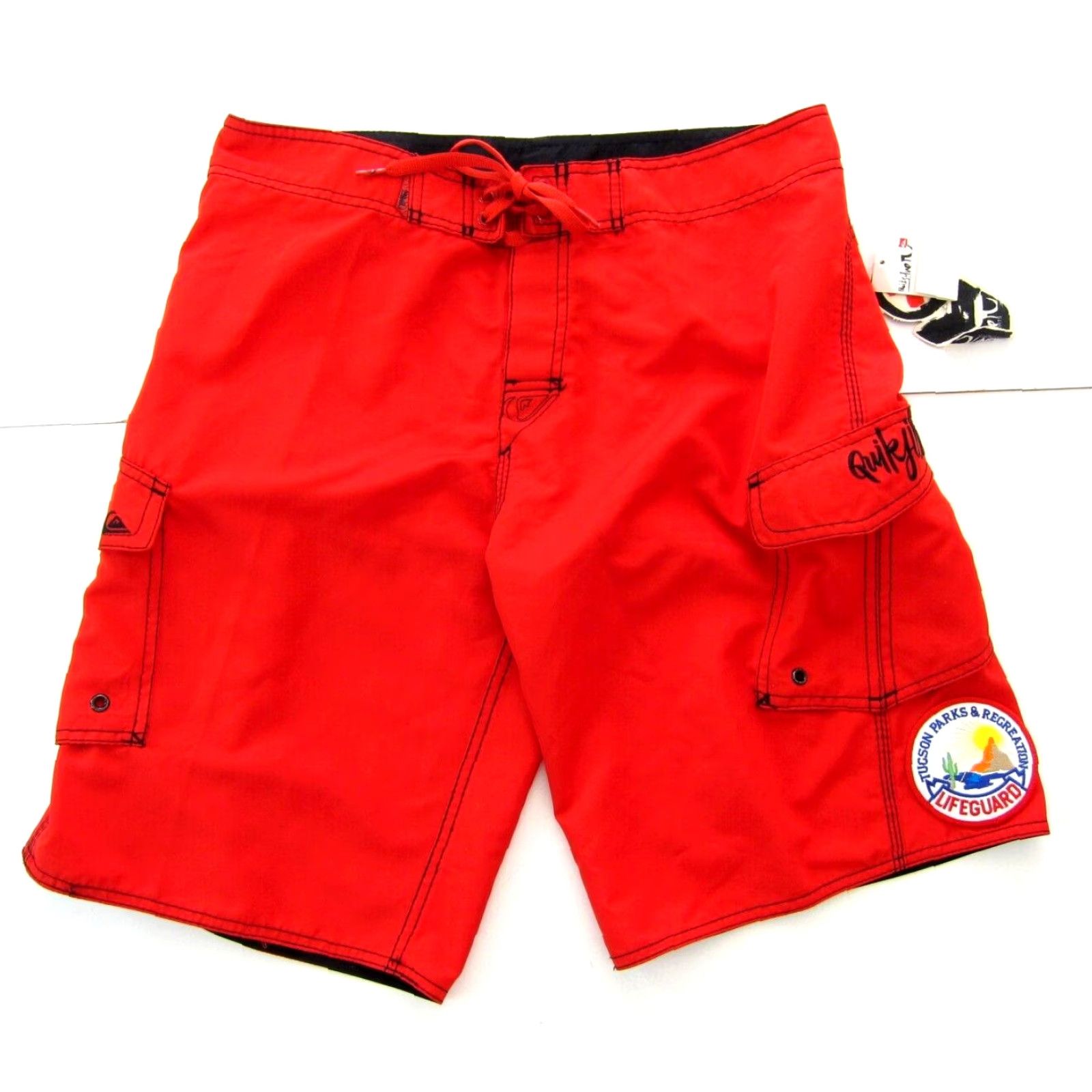 Quiksilver VINTAGE Quiksilver Board Short Mens 32 Red Pocket Lifeguard Beach Pockets Quick Dry 90s Size US 32 / EU 48 - 2 Thumbnail