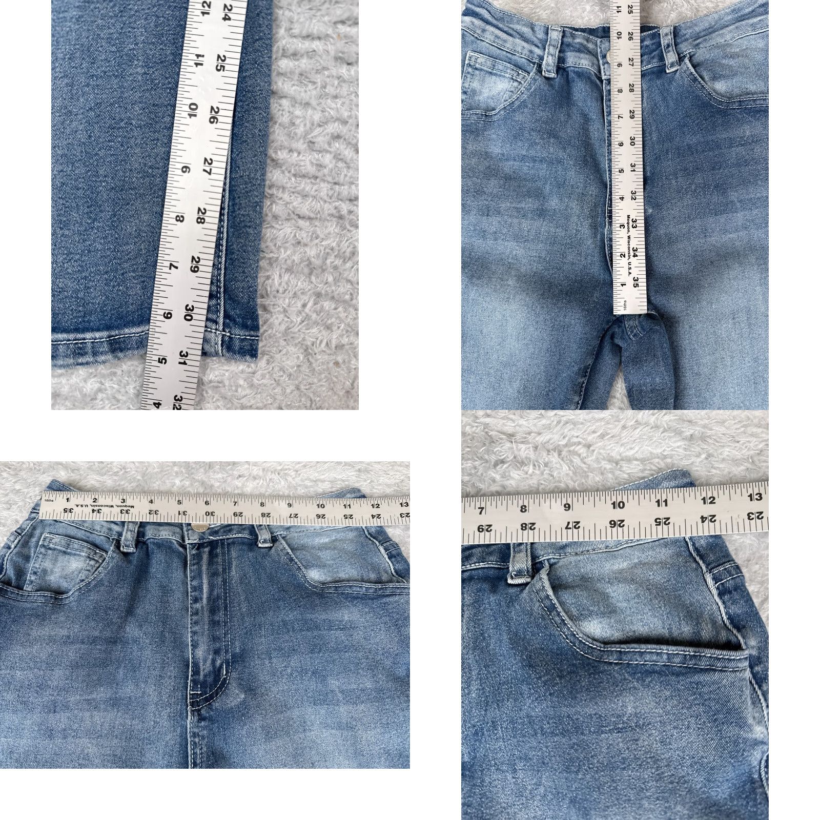 Shein Shein Jeans Womens 29 Blue Denim Flare Mid Rise Embroidered Cotton Blend 24x31 Size 29" - 8 Thumbnail