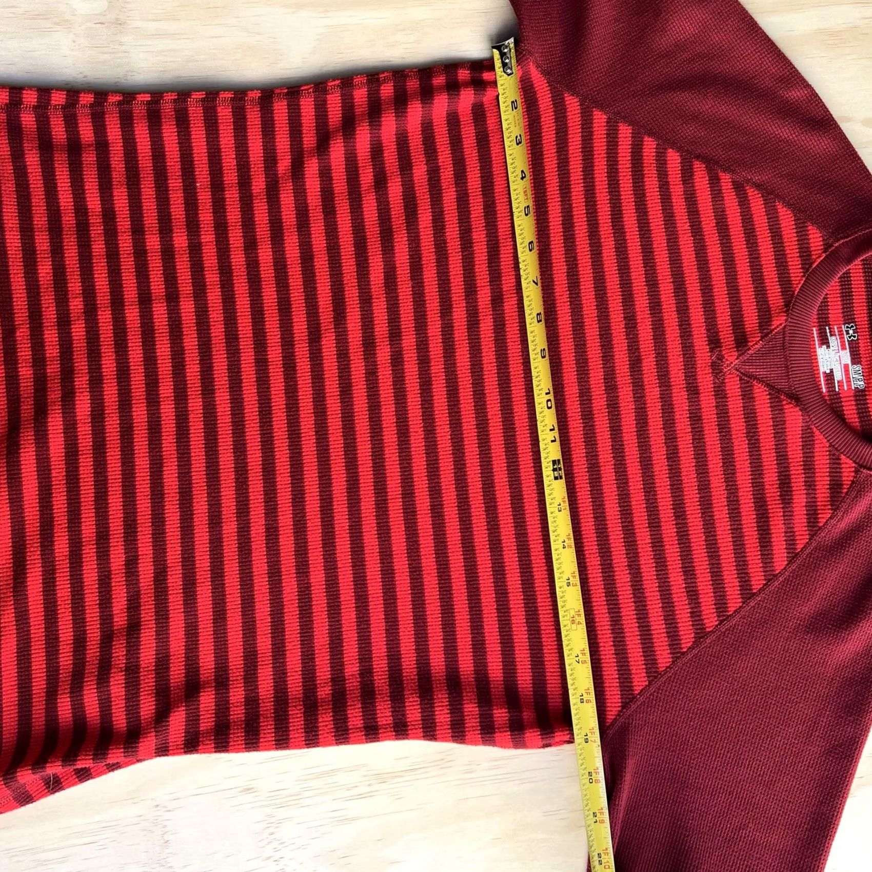Under Armour Under Armour Shirt Mens Small Red Striped Waffle Knit Long Sleeve Loose Fit Size US S / EU 44-46 / 1 - 6 Thumbnail