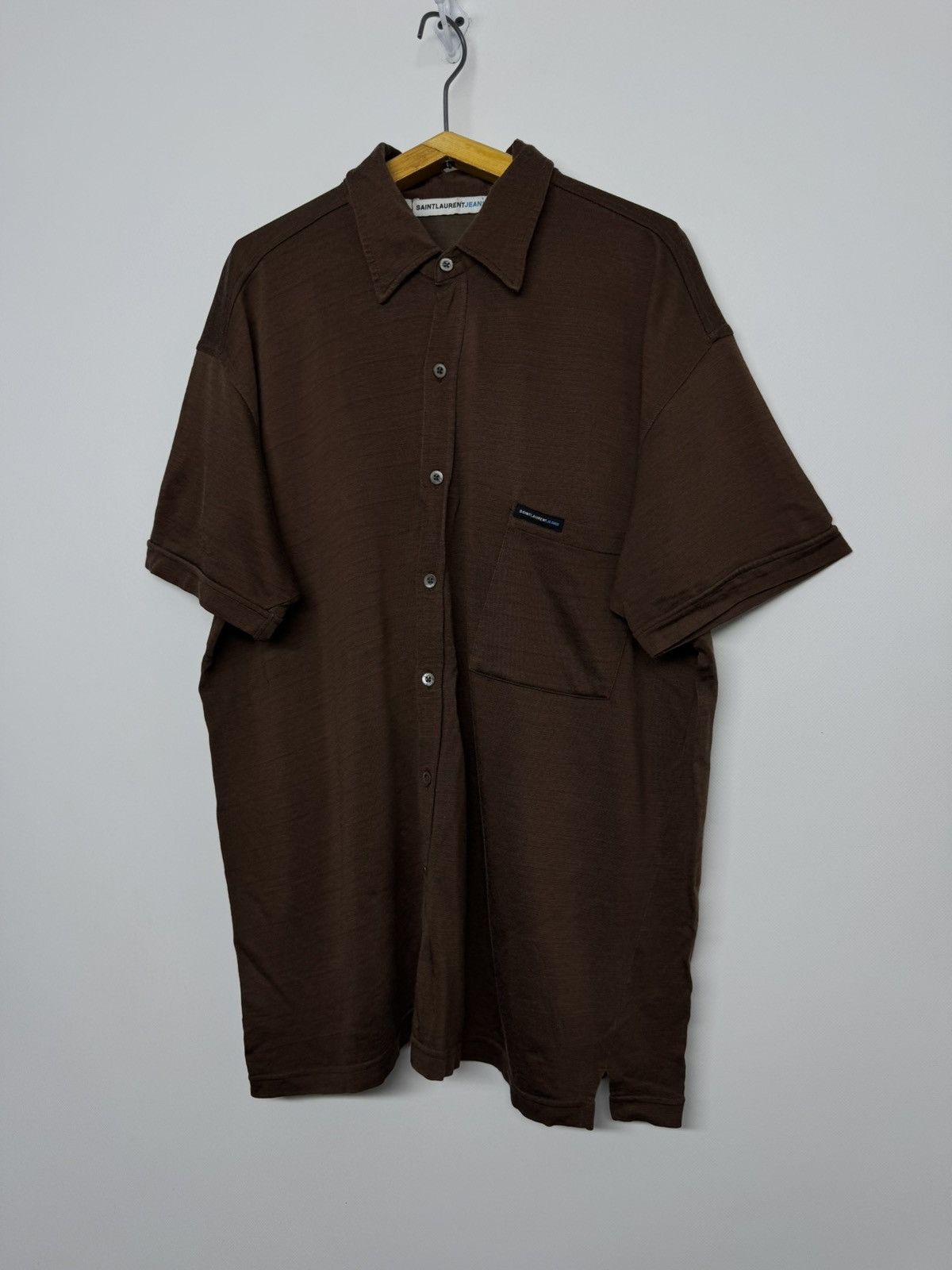 Saint Laurent Paris Vintage Saint Laurent Brown Luxury Shirt Size US L / EU 52-54 / 3 - 3 Thumbnail