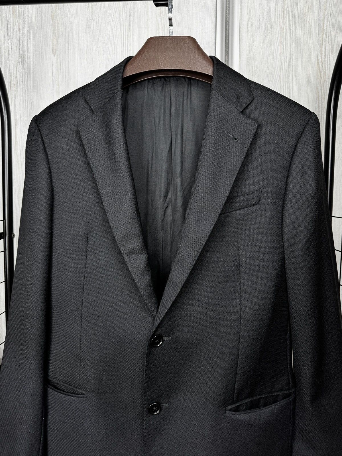 Armani Collezioni Armani Collezioni Giorgio black structural wool blazer Size 40R - 3 Thumbnail