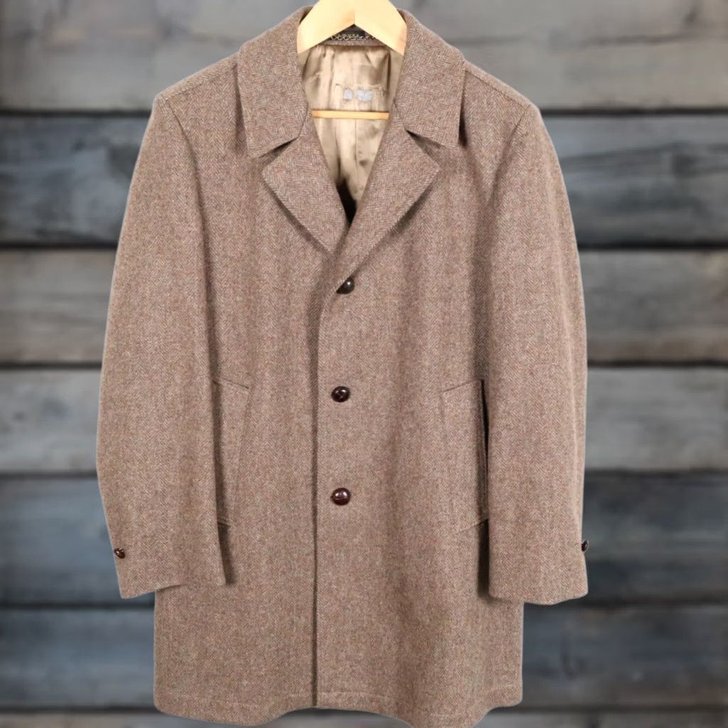 Vintage VINTAGE Casualcraft Overcoat Coat Wool 40 Brown 3 Button Herringbone Tweed USA Made Mens Long Size US XXS / EU 40 - 1 Thumbnail