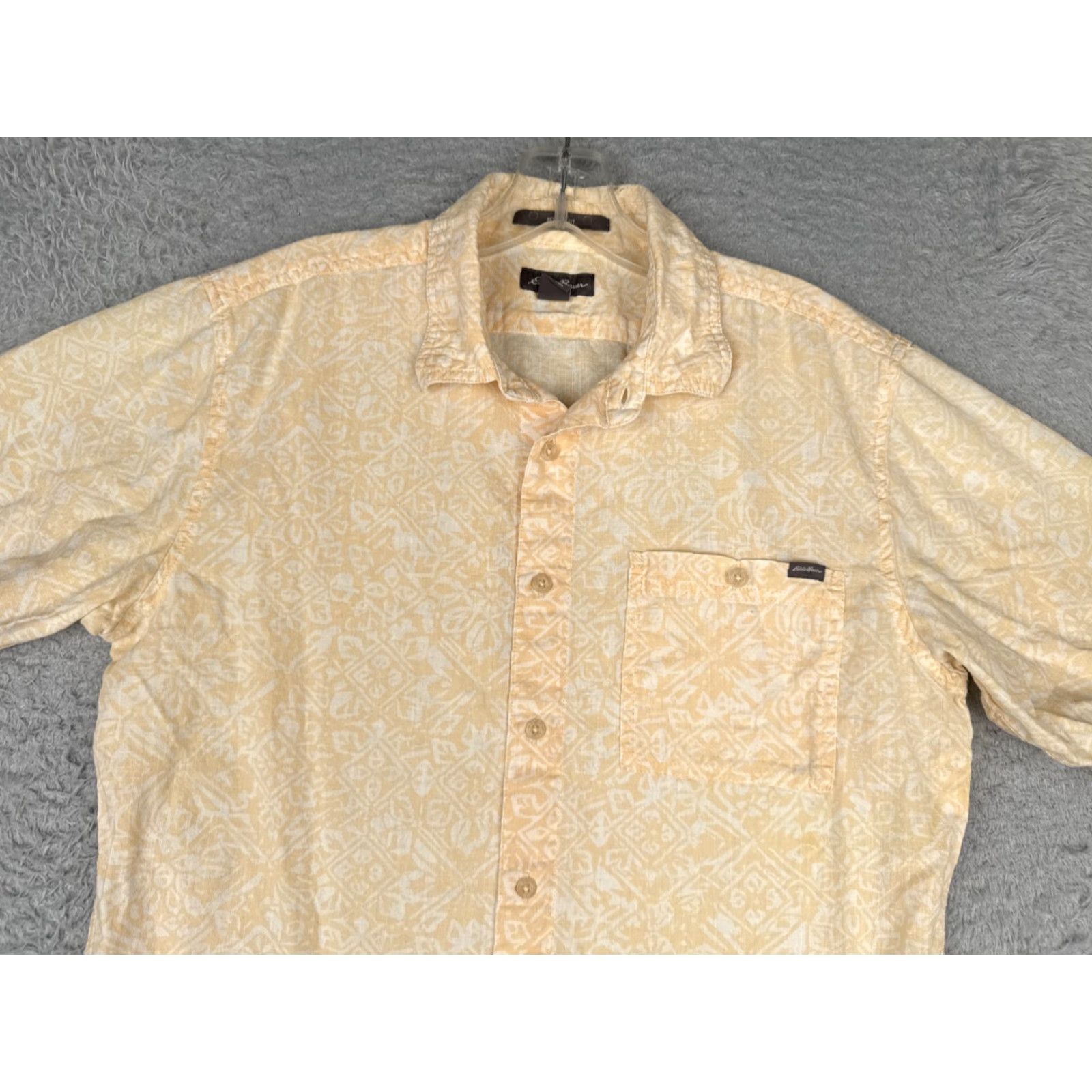 Eddie Bauer Eddie Bauer Shirt Men Small Yellow Floral Linen Blend Pocket Hawaiian Button Up Size US S / EU 44-46 / 1 - 4 Thumbnail