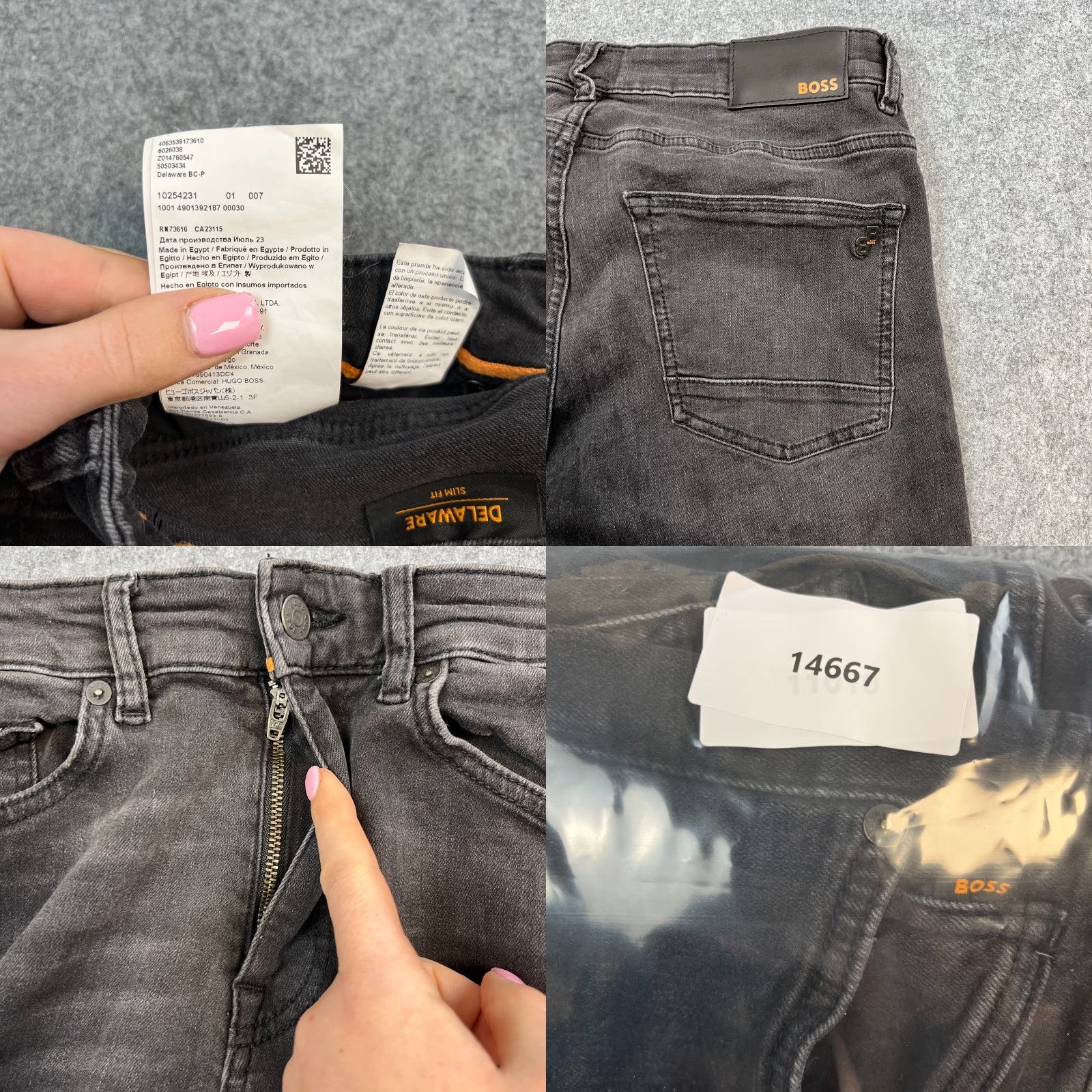 Hugo Boss HUGO BOSS Jeans Slim Skinny Delaware 32 Dark Grey Denim Warm Comfort Stretch 5-Pocket Mens Regular 32in Inside Leg 32in Grey Denim Size US 32 / EU 48 - 9 Thumbnail