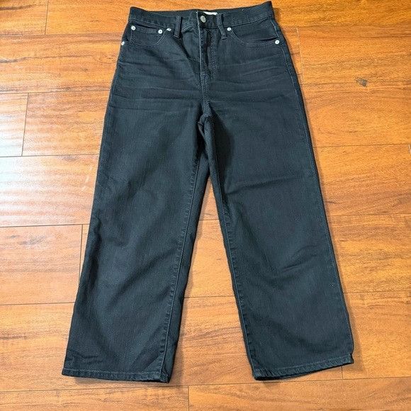 Madewell Madewell Slim Wide Leg Crop Relaxed Black Jeans Sz 28 Size 28" / US 6 / IT 42 - 4 Thumbnail