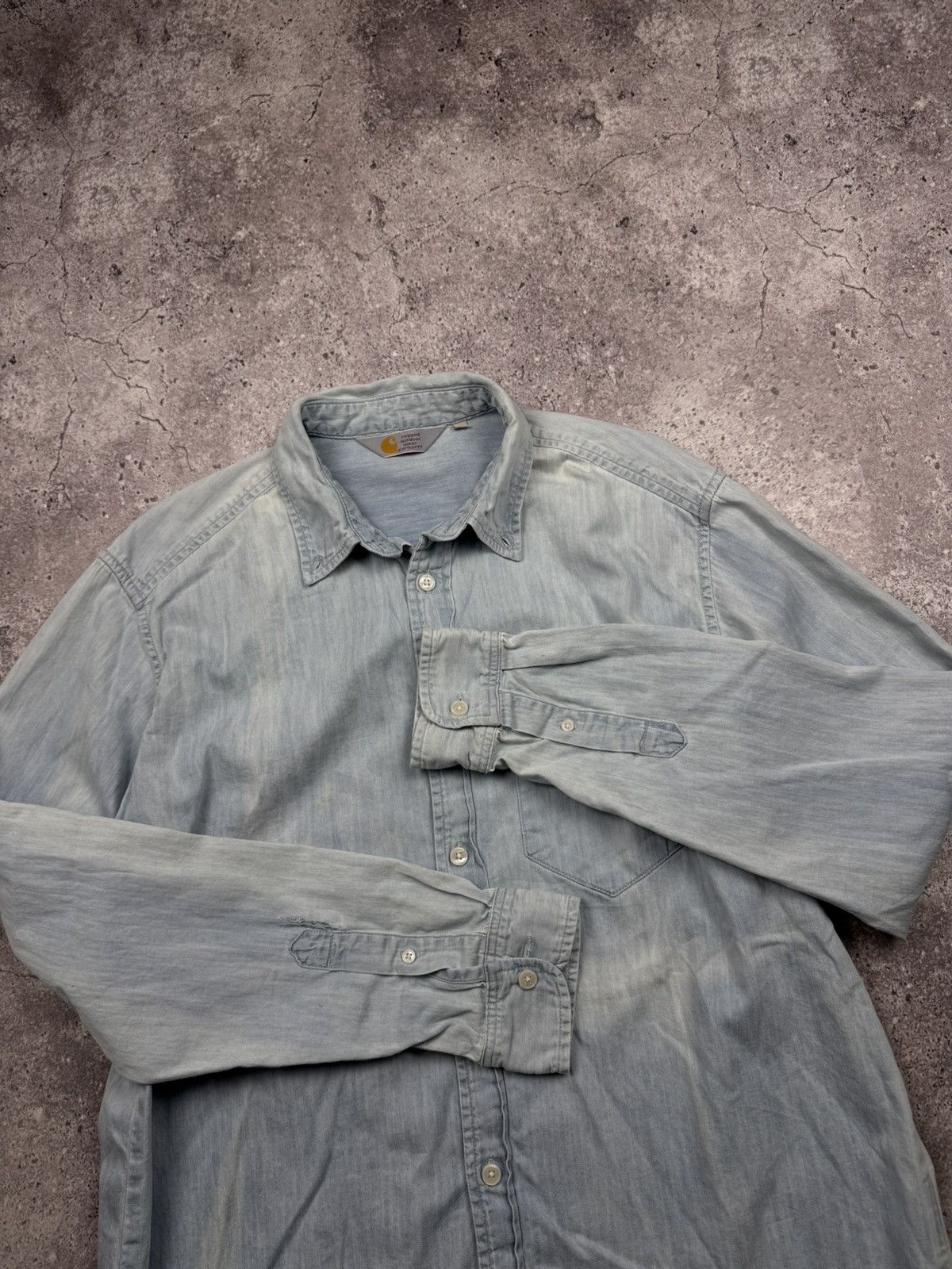 Carhartt Vintage Carhartt Y2K Distressed Faded Denim Shirt Japanesse Size US L / EU 52-54 / 3 - 6 Thumbnail
