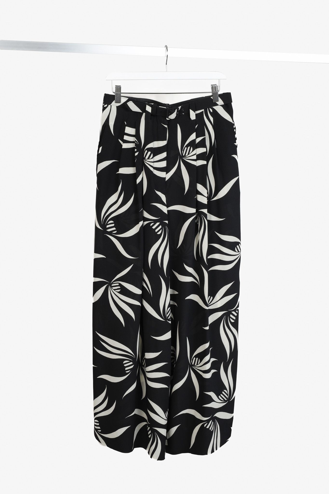 Etro Etro Black Floral Pattern Belted Silk Pant Trousers Size 30" / US 8 / IT 44 - 1 Thumbnail