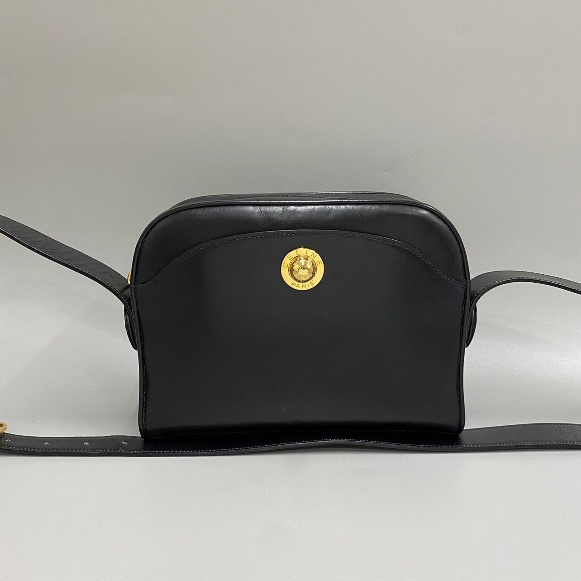 image of Celine Star Ball Logo Hardware Calf Leather Genuine Mini Shoulder Bag Pochette Black 19935, Women's