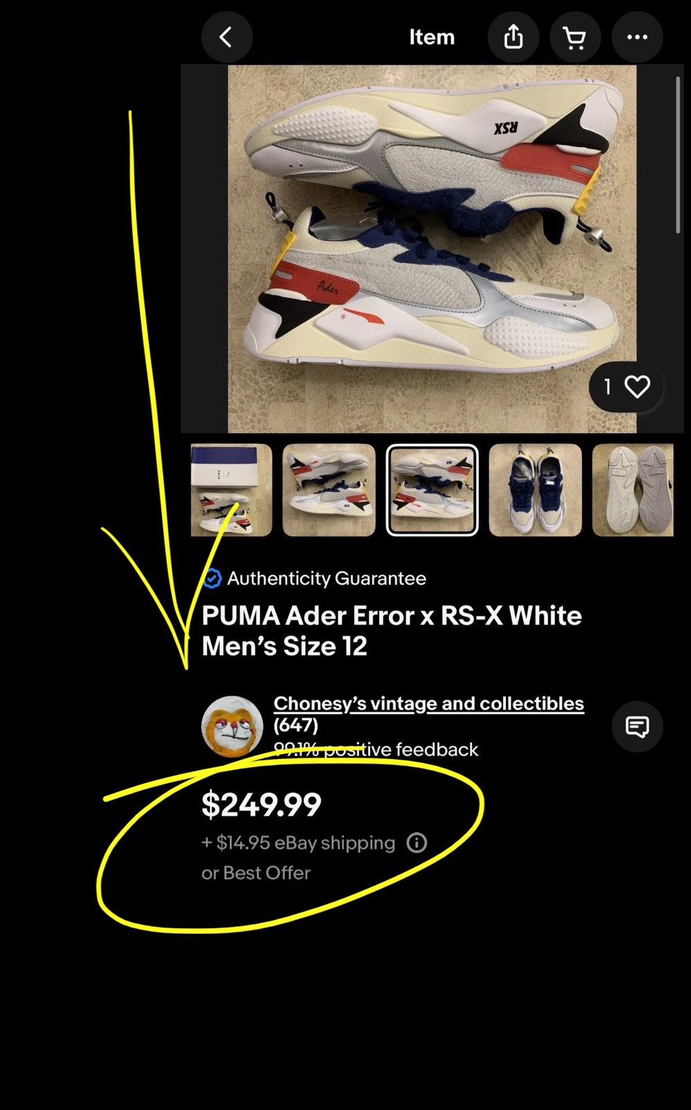 Ader Error × Puma puma ader error rs-x white Size US 12 / EU 45 - 12 Thumbnail