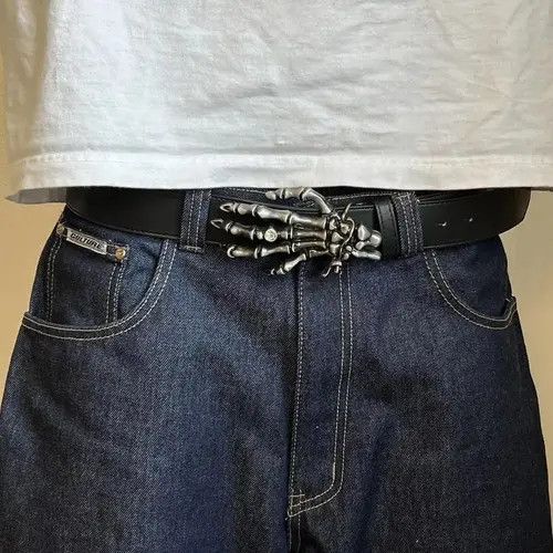 VIBE y2k 2000s vintage style skeleton grunge goth emo black belt Size ONE SIZE - 3 Thumbnail