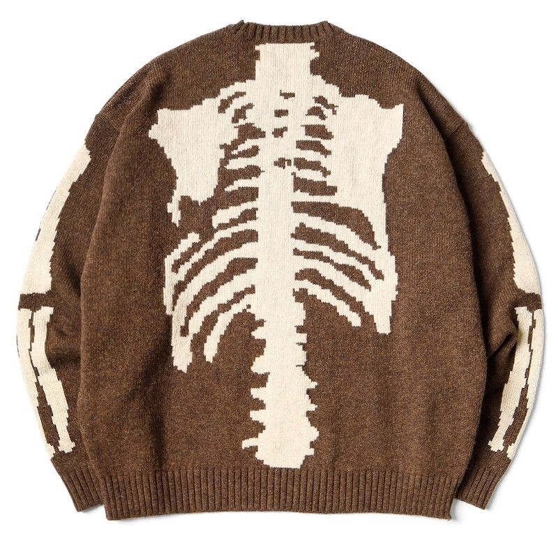 KAPITAL 5G wool bone crew sweater Skeleton brown new L