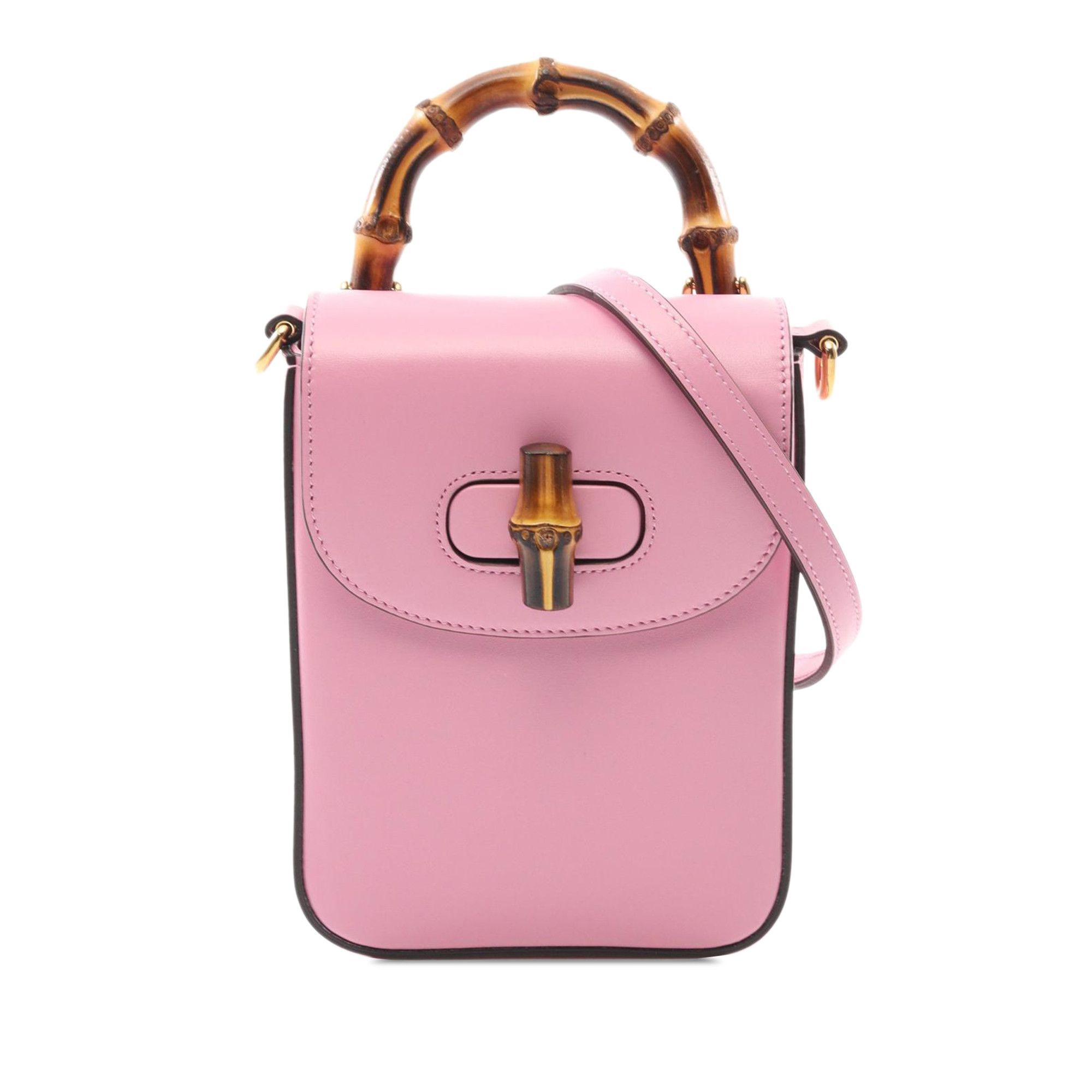 Gucci Mini Calfskin Bamboo Top Handle Bag in Pink, Women's
