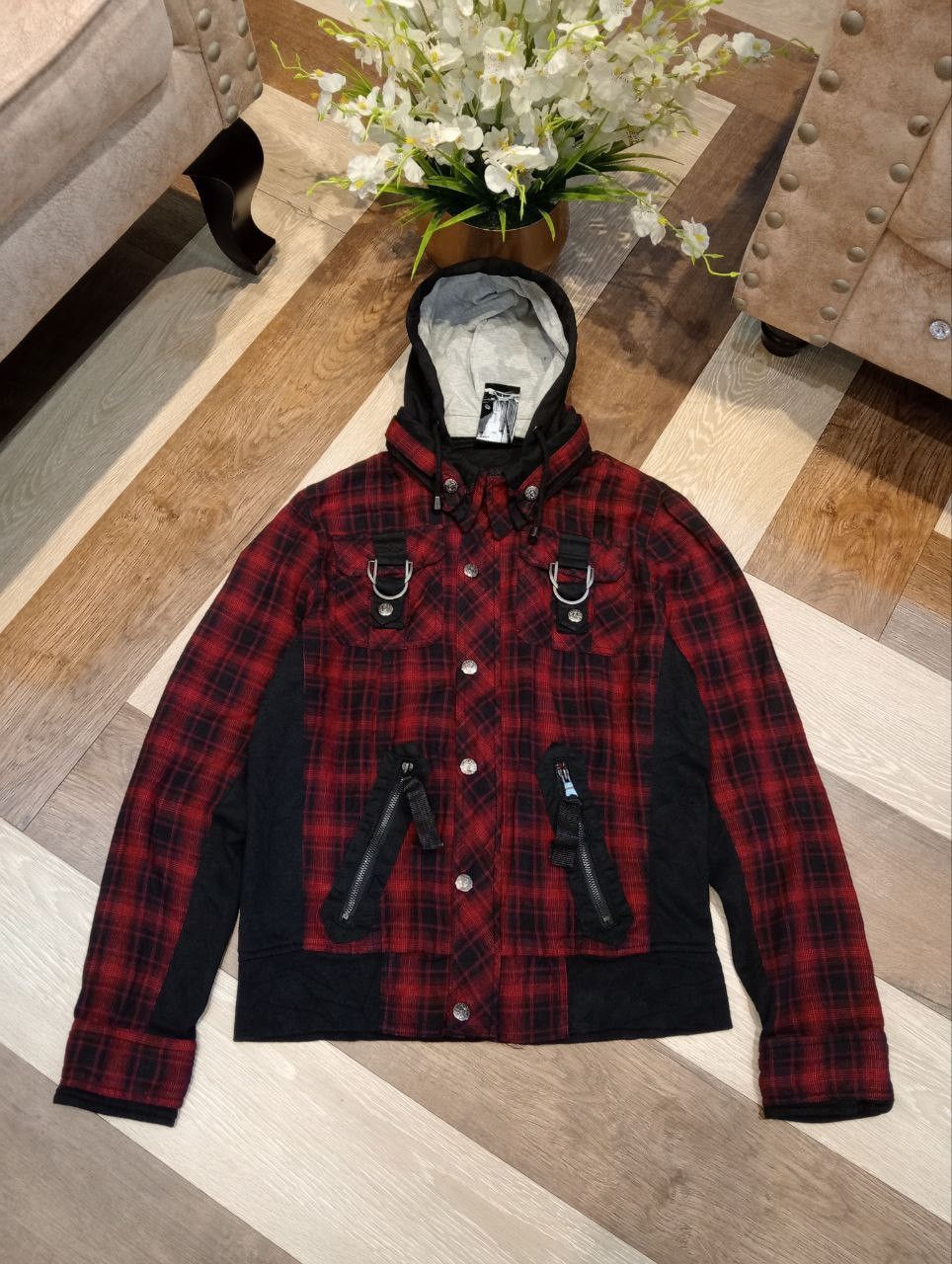 Japanese Brand 31040=SKKONE JAPAN PUNK CHECKERED JACKET - SIZE M Size US M / EU 48-50 / 2 - 1 Thumbnail