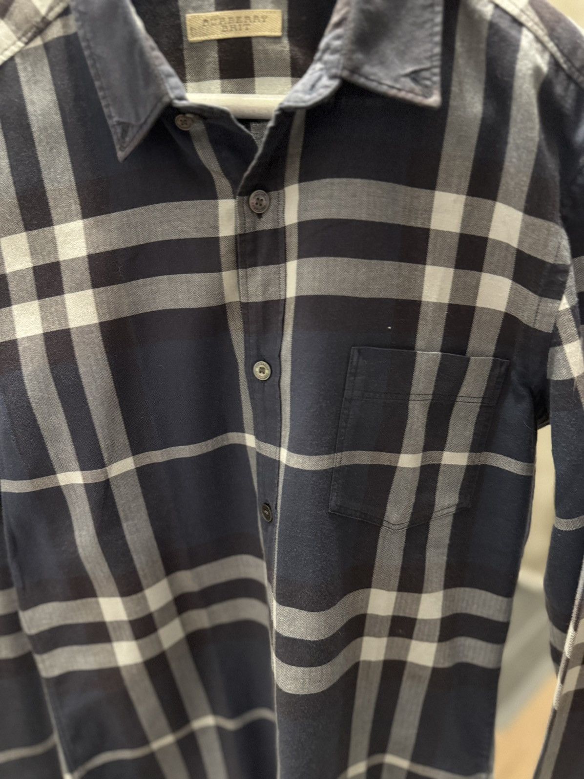 Burberry Men’s Burberry Brit Shirt Small Blue Nova Check Navy Size US XS / EU 42 / 0 - 2 Thumbnail
