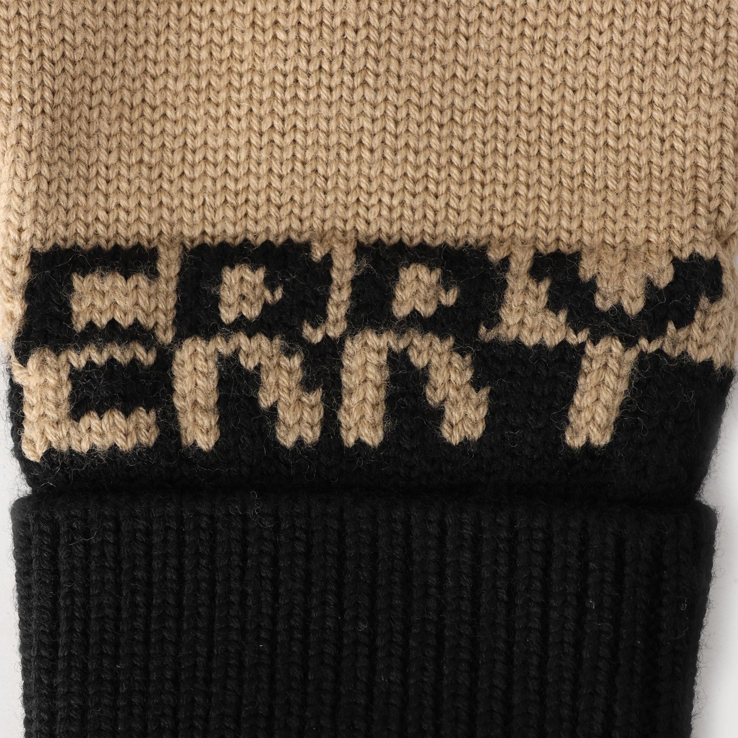 Burberry o1w1db10126 Size: M / BB Logo Wool Knit Gloves Beige/Black Size ONE SIZE - 4 Thumbnail