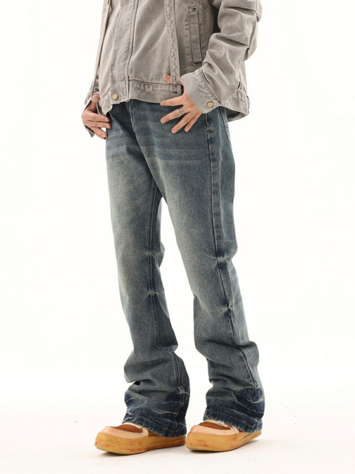 faded gradient flared skate hiphop jeans