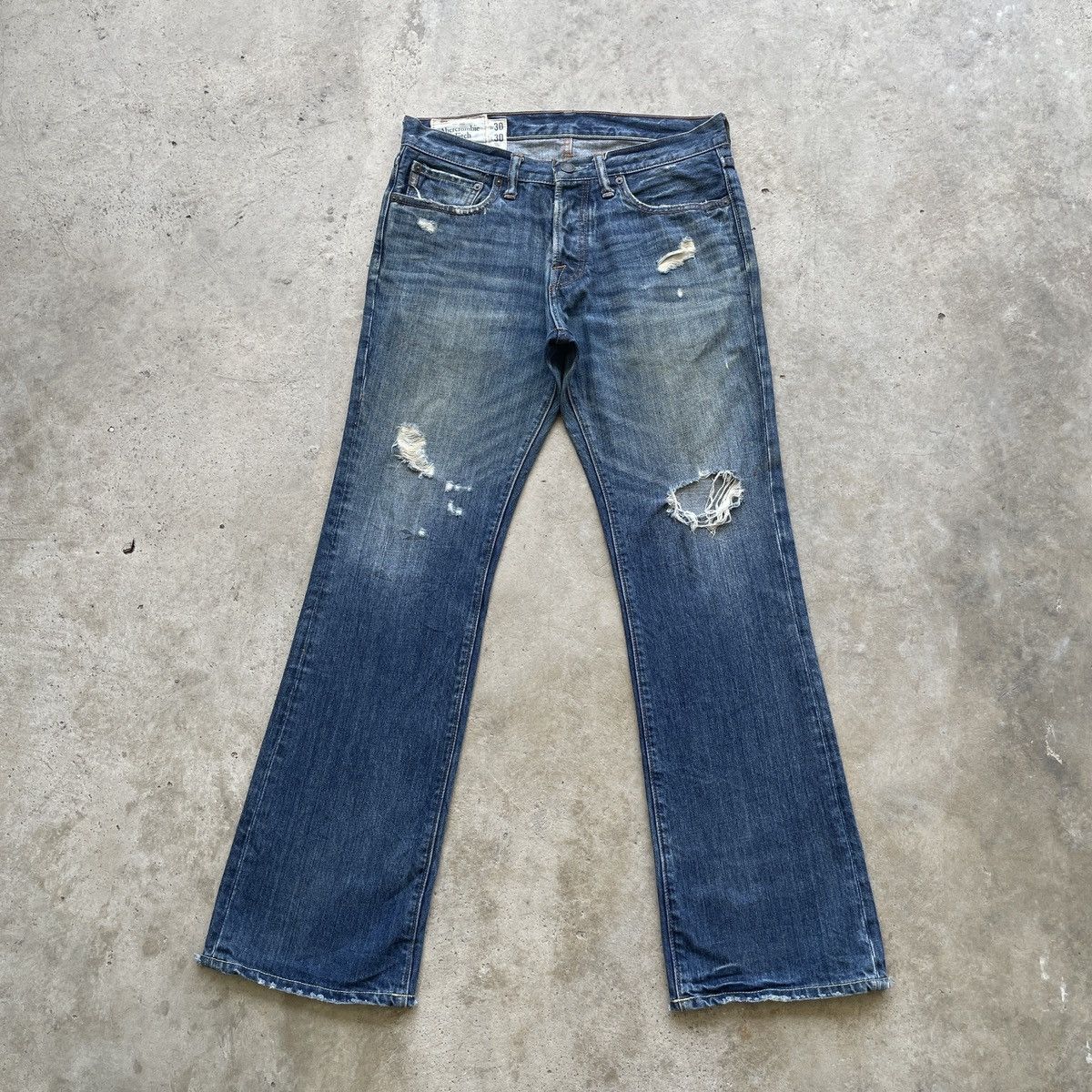 Abercrombie & Fitch × Jean × Vintage Vintage A&F BOOTCUT Denim Distressed FLARE Jeans Pants W32 Size US 32 / EU 48 - 1 Thumbnail