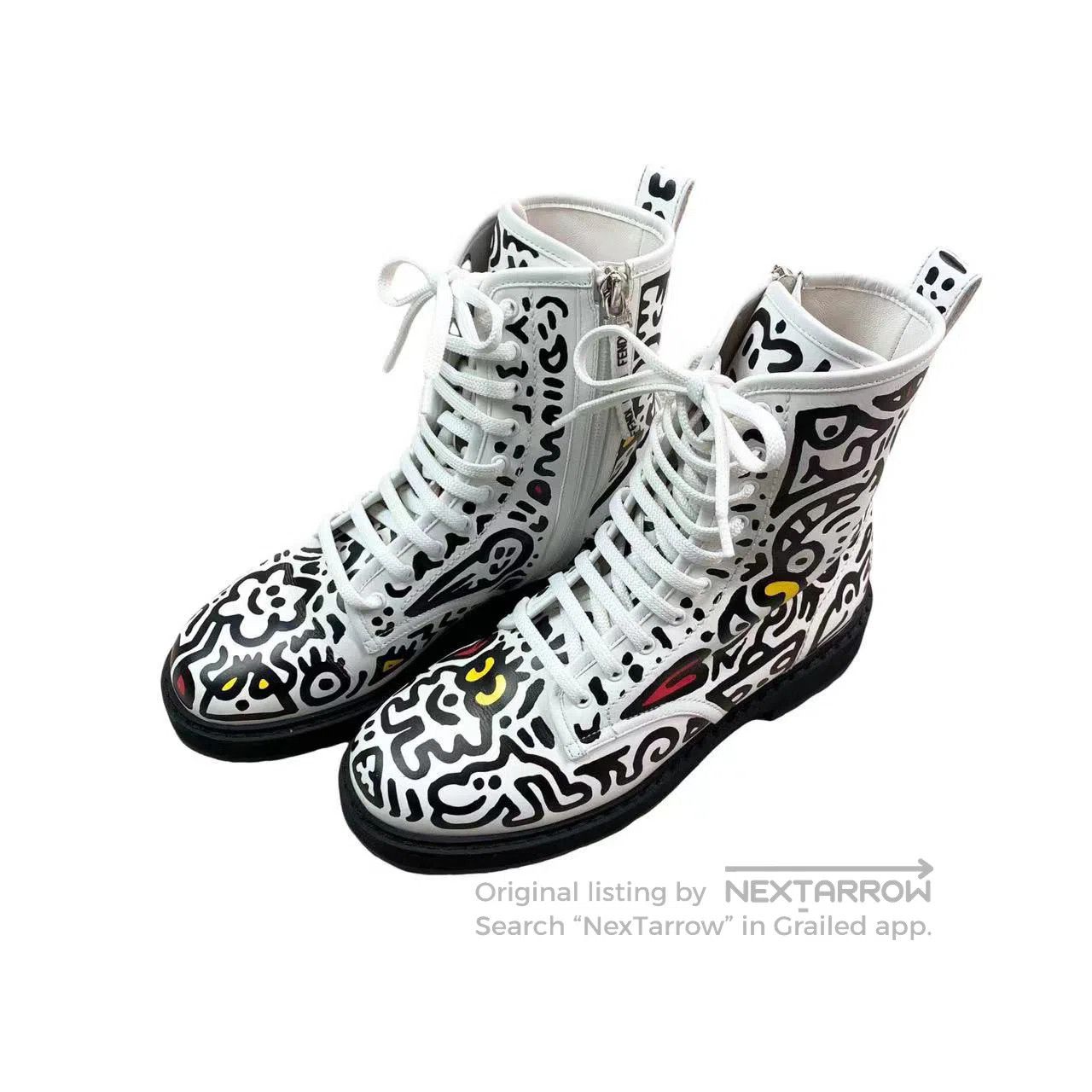 Fendi Fendi White graffiti Martin boots| Size US 5.5 / IT 35.5 - 1 Thumbnail