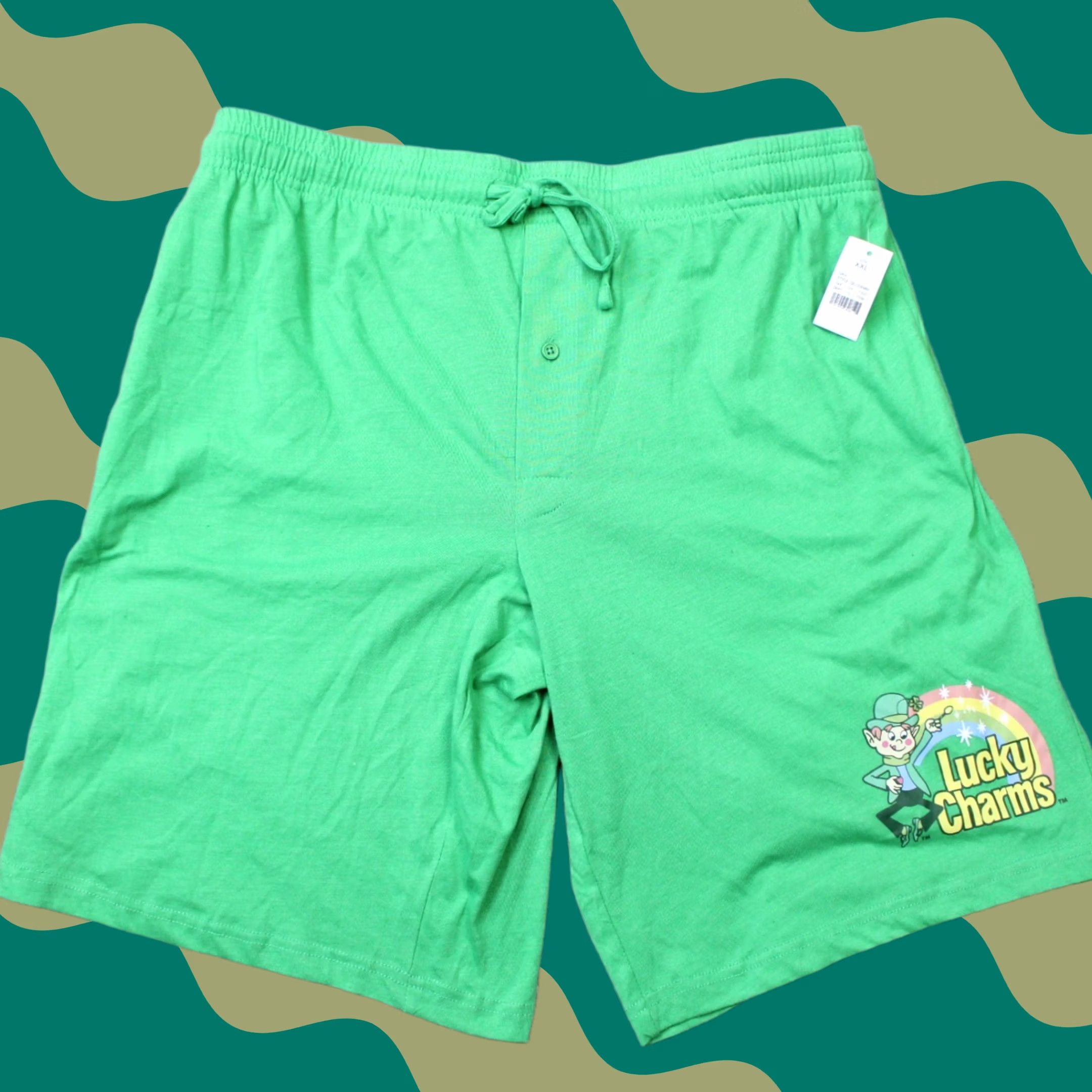 Vintage Lucky Charms Mens 2XL XXL Green Pajama Shorts Drawstring 60% Cotton 40% Polyester NWT Sleep Shorts Shirt? Size US 39 - 1 Thumbnail