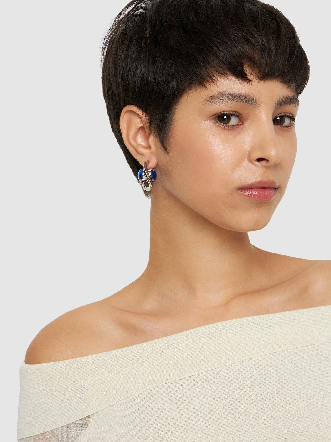 Marni o1f1d3z0725 Size: OS / Stone Hoop Earrings in Silver Size ONE SIZE - 2 Thumbnail
