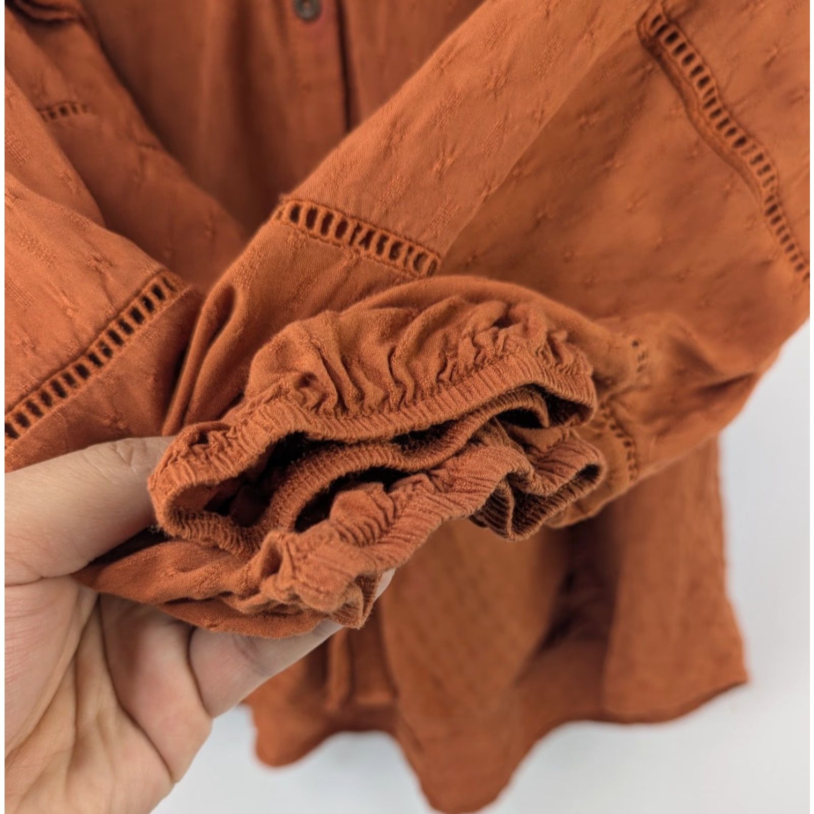 Vintage Knox Rose Blouse Women's Size L Balloon Sleeve Peasant Rayon Orange Venture Rust Boho Shirt Size L / US 10 / IT 46 - 5 Thumbnail
